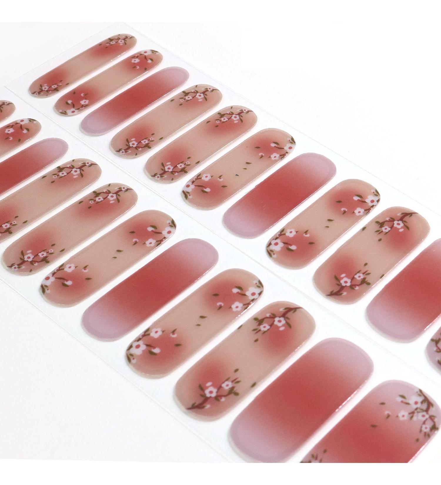 Semi Cured Gel Nail Polish Strips 22Pcs Gel Nail Stickers Nail Wraps Soft Self-Adhesive Gel Nail Stickers French Flower Gradient Gel Nail Strips - UV/LED Lamp Required Gradient Flower - Buy Online on GoSupps.com