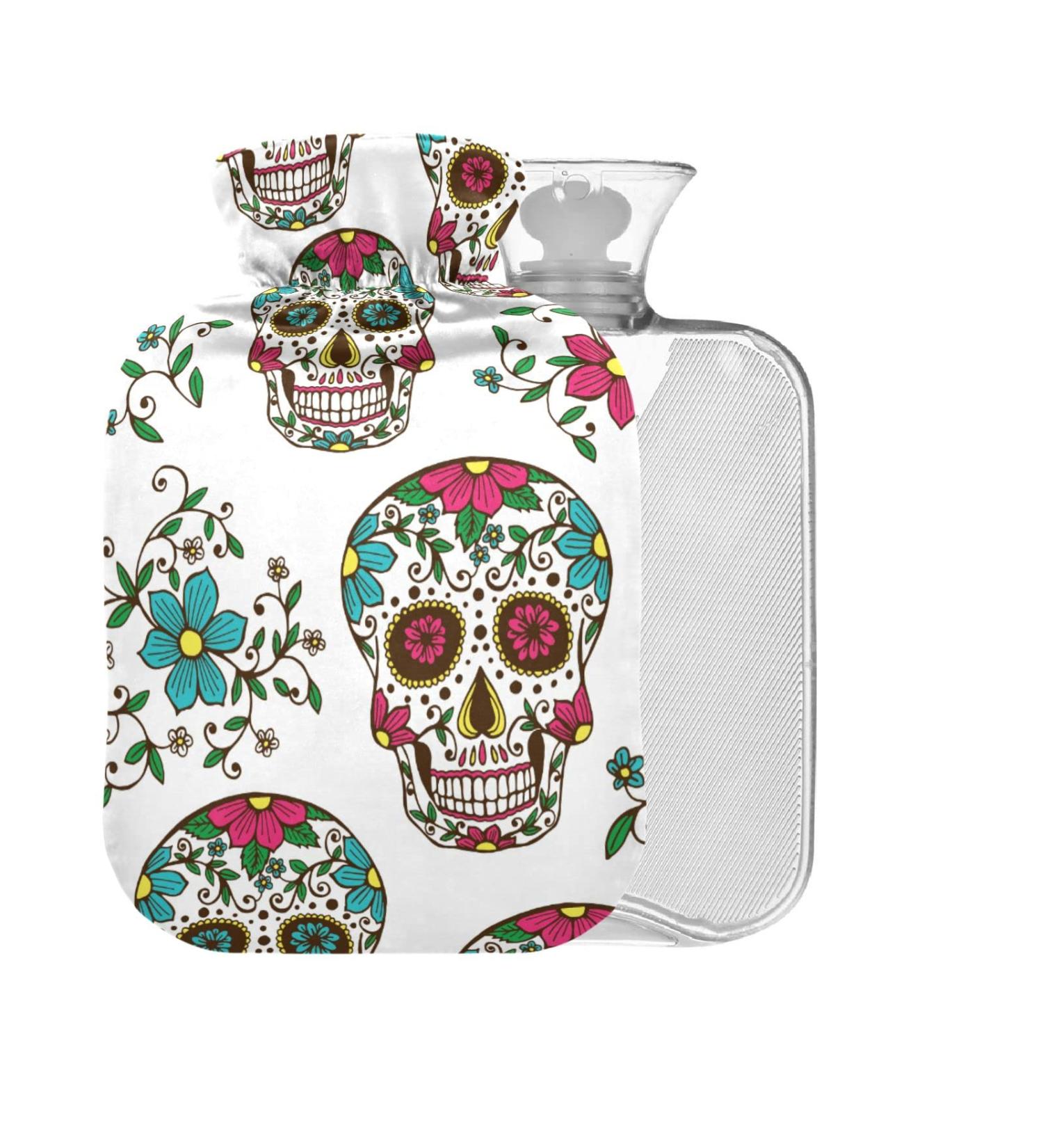 Buy Dead Day Sugar Skull Hot Water Bottle 1L | BPA Free Cover for Pain Relief & Cramps - International Shipping - Buy Online on GoSupps.com