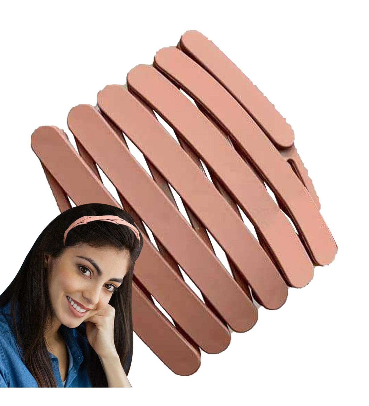 Skinny Headbands for Women | Retractable Women Hairbands Folding Design | No Slip Face Wash Headband Adjustable Women Spa Headband for Women Girls Little Kids Pink - Buy Online on GoSupps.com