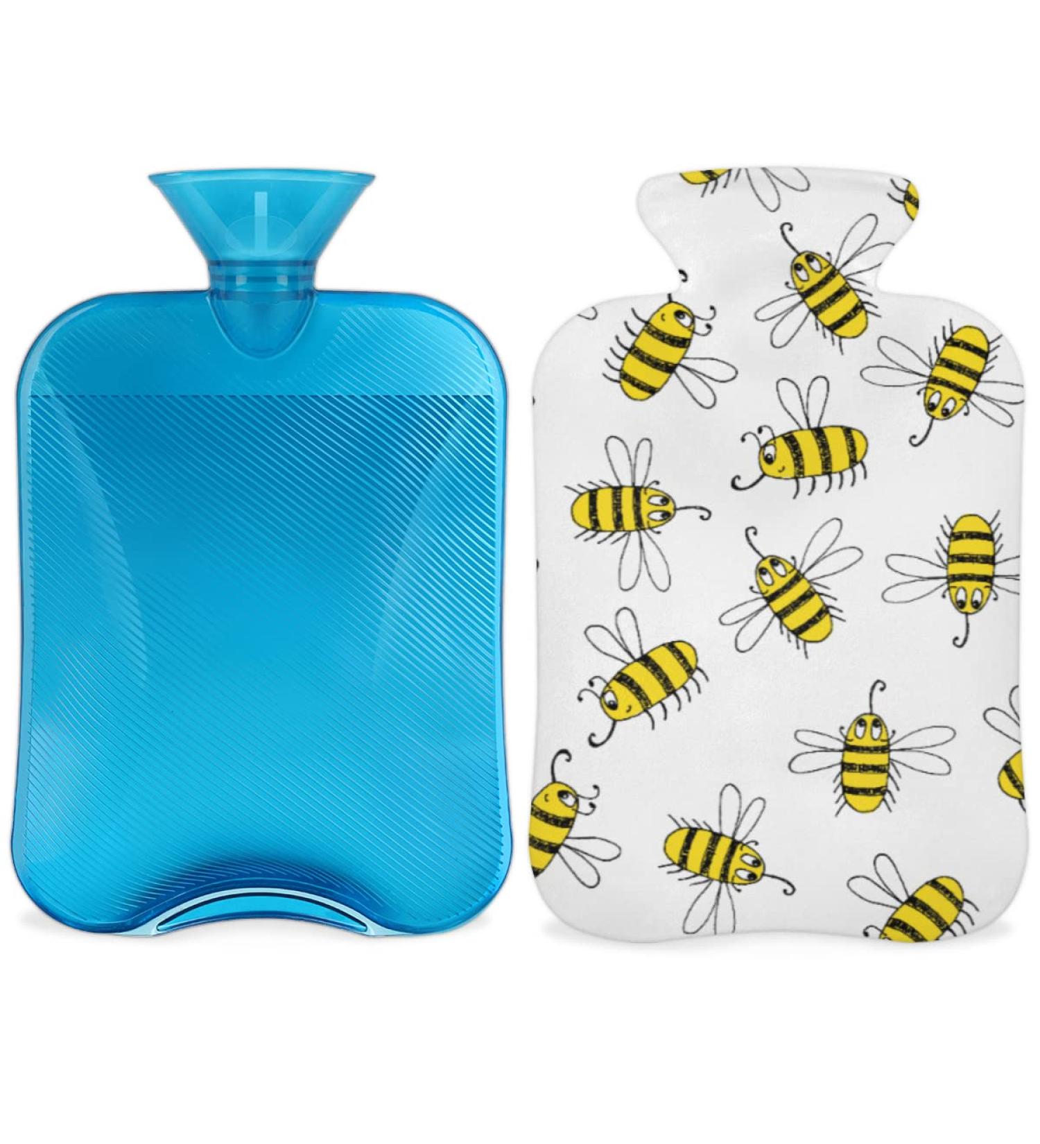 Cozy 2L Hot Water Bottle - Cute Animal Bee Pattern for Pain Relief Menstrual Cramps & Comfort - Buy Online on GoSupps.com