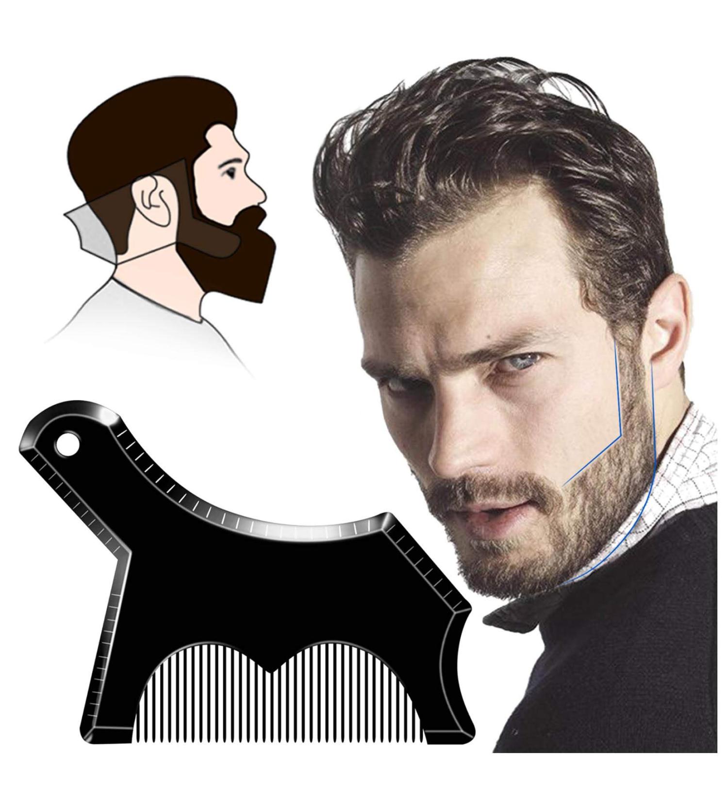 Beard Shaper Tool LucBuy Beard Shaping Template Plus Styling Beard Comb All-in-One Tool for Goatee Mustache Sideburns Grooming Guide for Men Jaw Cheek/Neck Line Symmetric/Curve/Step Cut Beard Shaper B-black - Buy Online on GoSupps.com