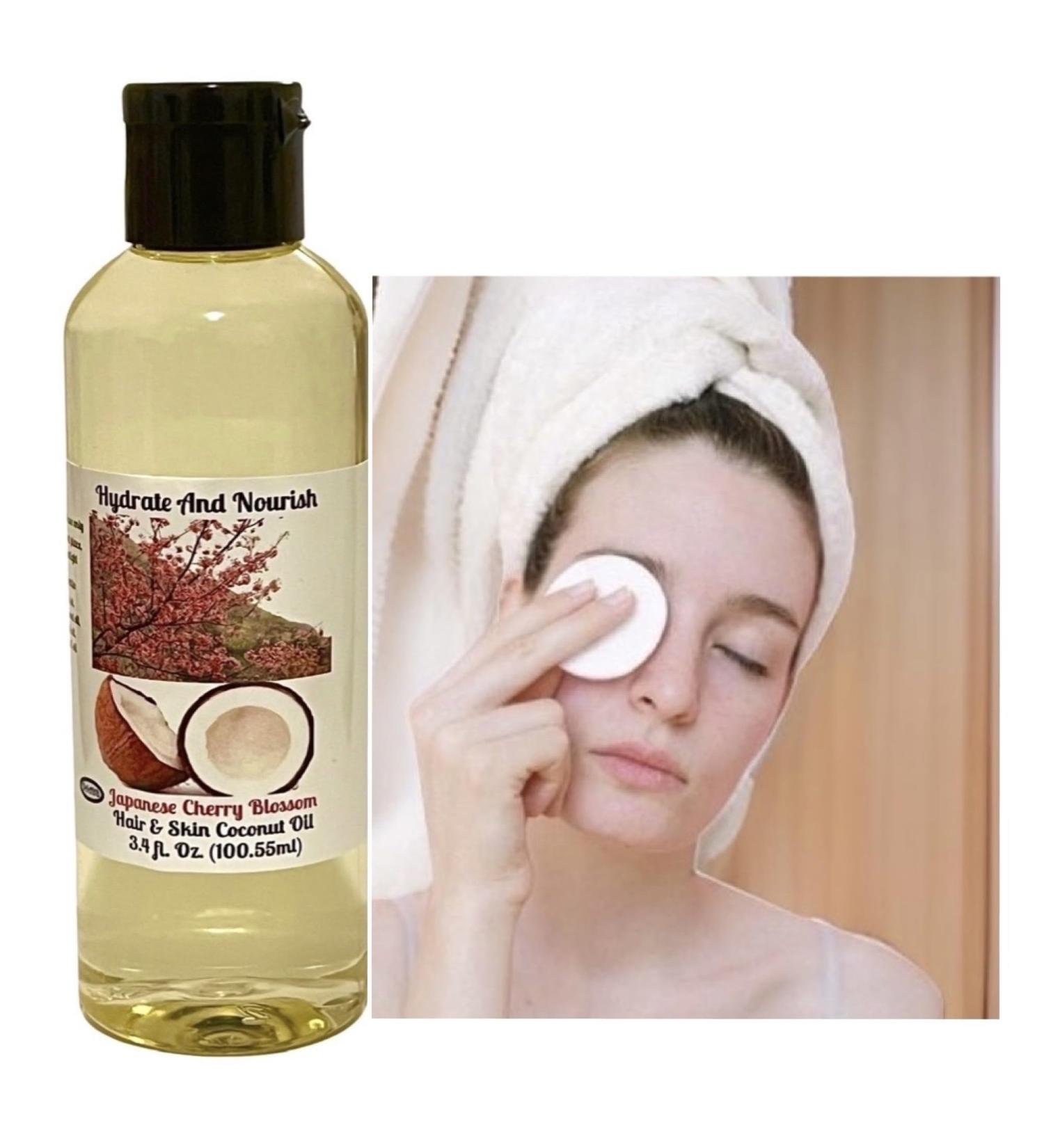Cherry Blossom Coconut Oil Moisturizer - 3.4 Oz Travel Size | Multi-Use Hair Skin & Nails Oil | Family-Friendly Fragrance Body Massage Oil - Buy Online on GoSupps.com
