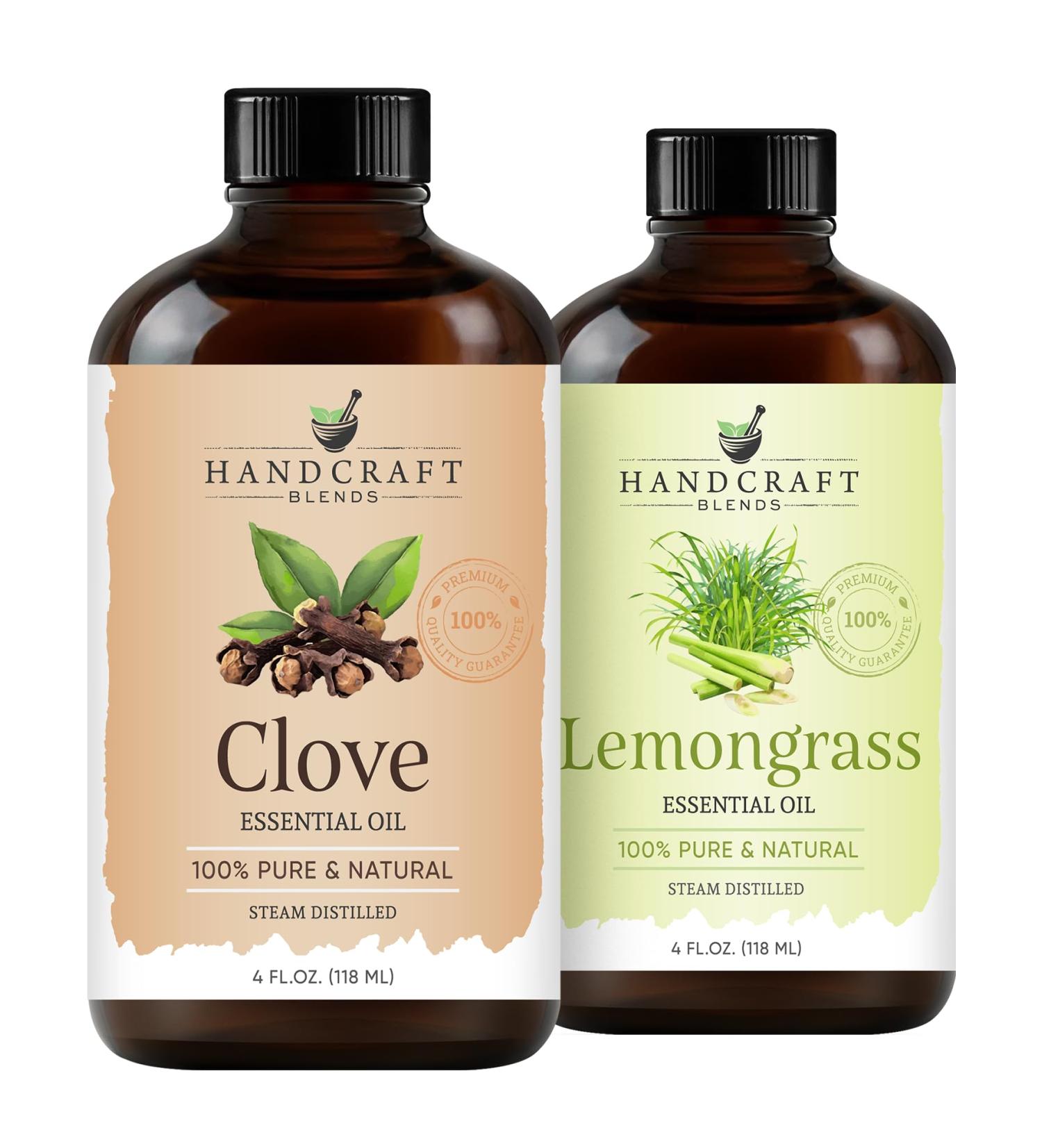 Handcraft Blends Bright & Bold Set: Lemongrass and Clove Essential Oils (2 x 4 Fl Oz) 100% Pure & Natural for Diffuser Aromatherapy and DIY Projects - Buy Online on GoSupps.com