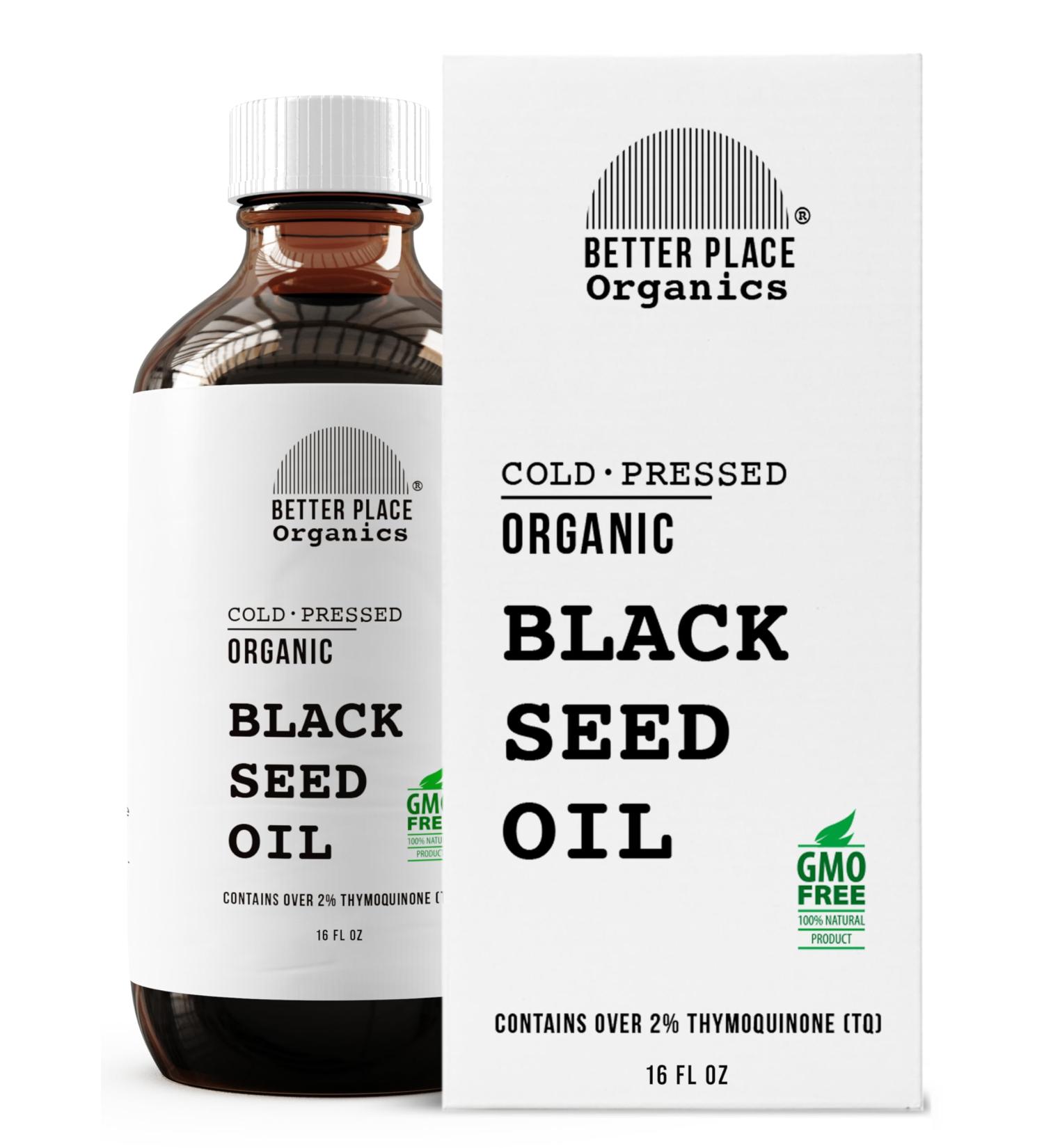 BETTER PLACE ORGANICS Organic Black Seed Oil | 100% Virgin Cold Pressed Liquid Pure | Super Antioxidant | External Use on Joints Hair Skin Nails | 16 oz - Buy Online on GoSupps.com
