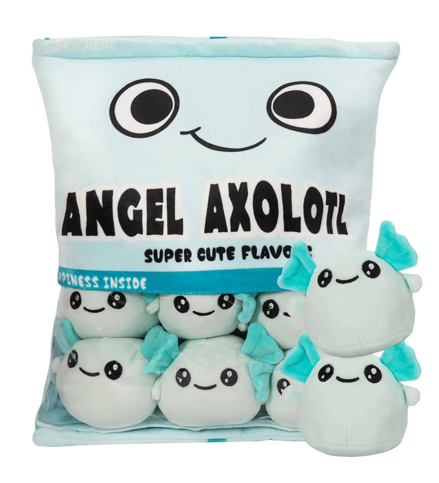 HXPLN Cute Snack Pillow Axolotl Plush Doll - Kawaii Pudding Cushion Gift for Kids - 6 Blue Axolotls Included - Buy Online on GoSupps.com