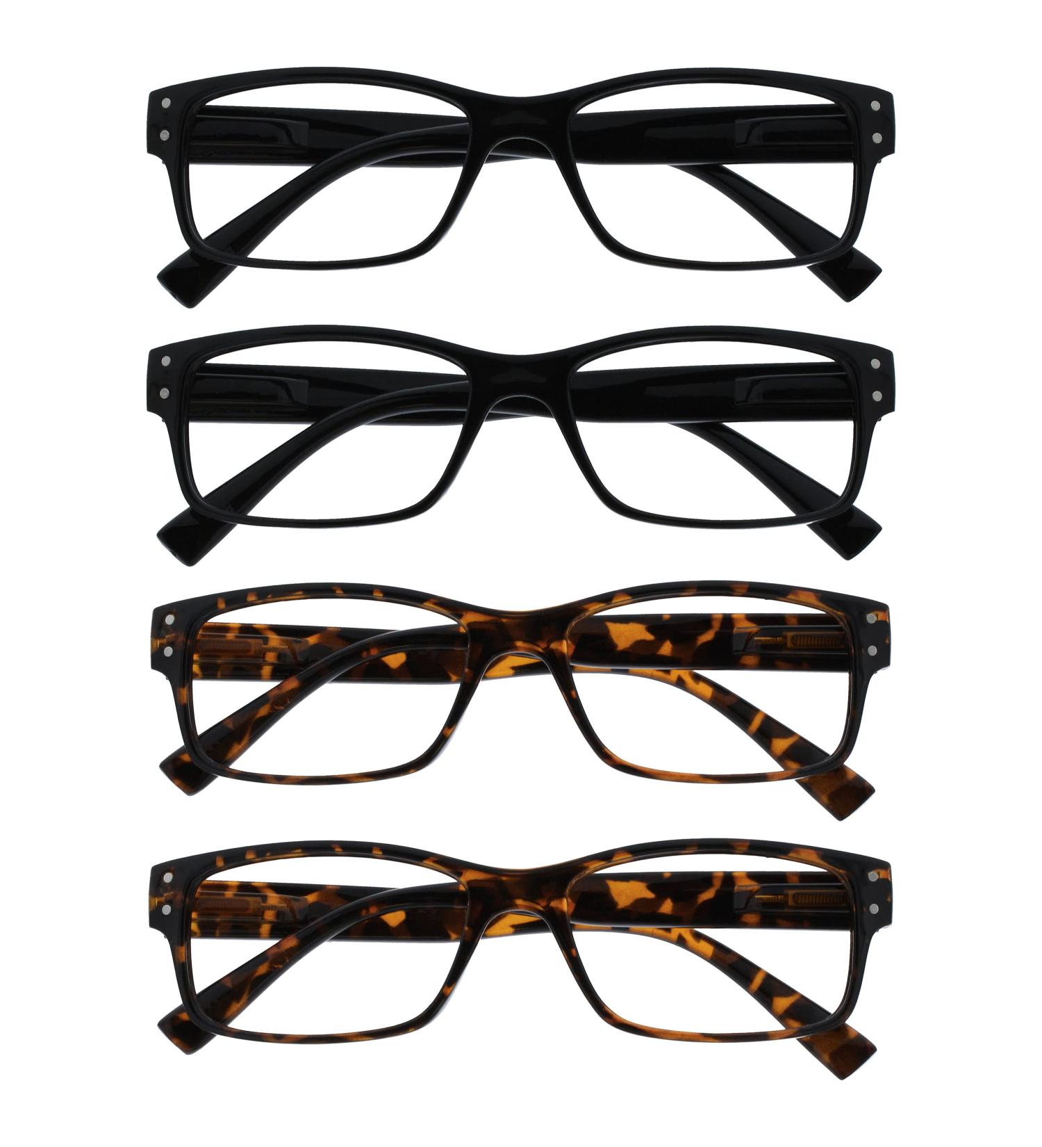 Buy Designer Reading Glasses 4-Pack for Men | Black & Brown | Large Style +2.50 Diopters - The Reading Glasses Company - Buy Online on GoSupps.com