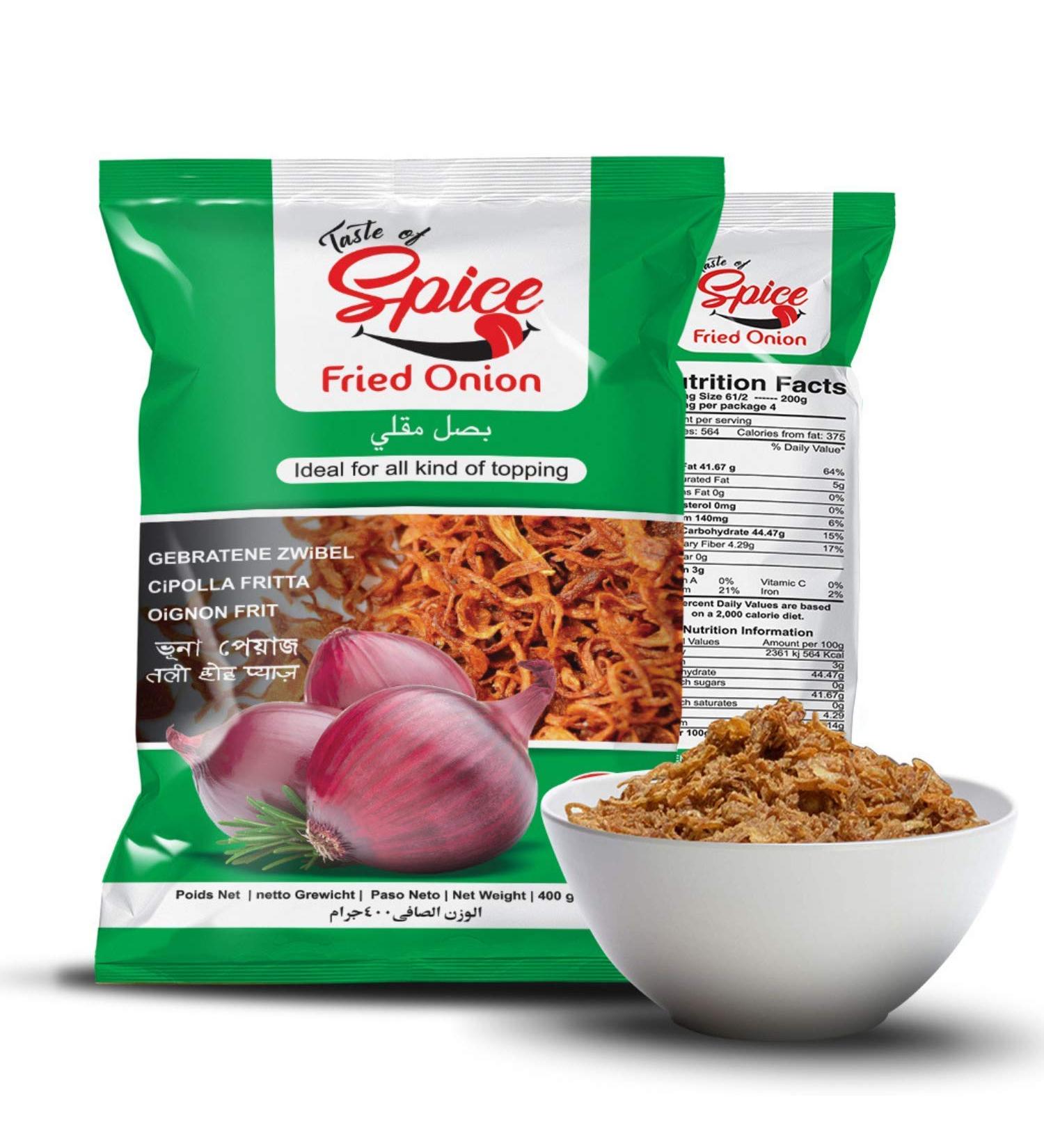 Taste of Spice Fried Onions 14oz (Pack of 2) - Crispy Fried Shallots | Gluten Free, Organic, Vegan, Non-GMO - Buy Online on GoSupps.com