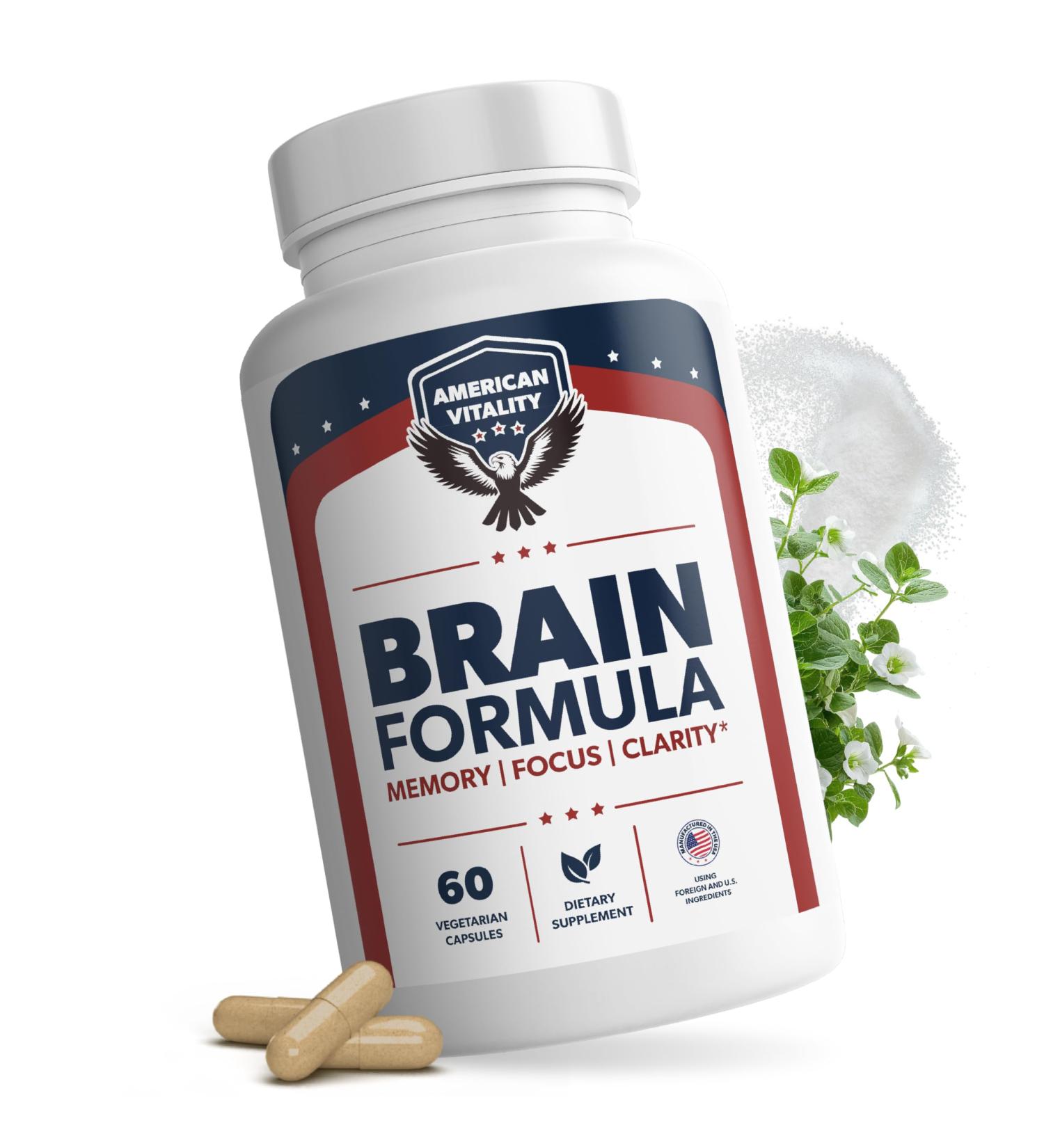 AMERICAN VITALITY Brain Formula with Niacin Vitamin B6 & GABA Provides Nutritional Support for Brain Health & Mental Performance* 60 Capsules - Buy Online on GoSupps.com