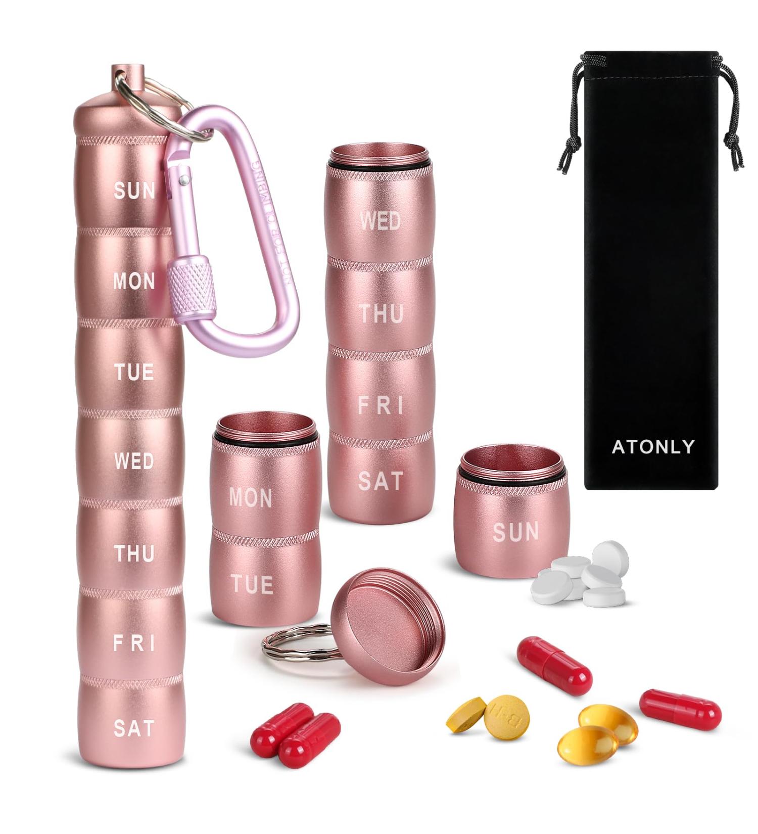 Buy Flexible Stackable Aluminum Carry-On Pill Box | Portable Travel Pill Organizer & Unique Gift for Medication & Vitamins - Buy Online on GoSupps.com