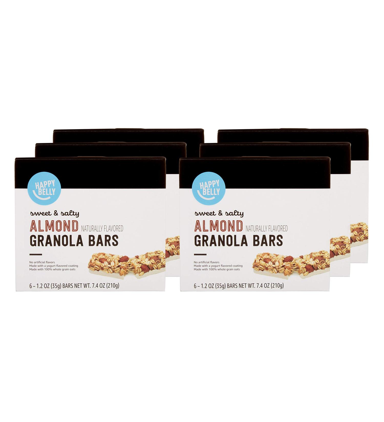Amazon Brand Happy Belly Sweet & Salty Almond Granola Bars - 6 Count (Pack of 6) - Buy Online on GoSupps.com