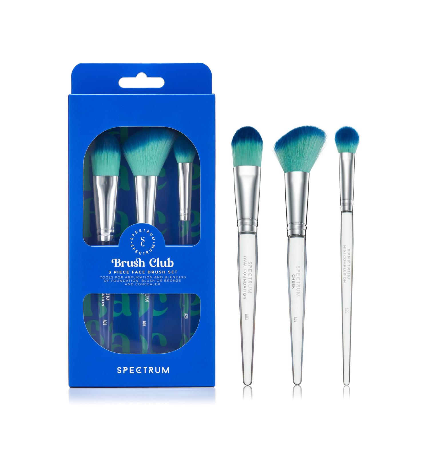 Spectrum Collections Brush Club Make Up Brushes Spectrum Makeup Brushes Set Including Foundation Contour and Concealer Brush with Hypoallergenic Bristles Blue 3 Piece Makeup Brush Set - Buy Online on GoSupps.com