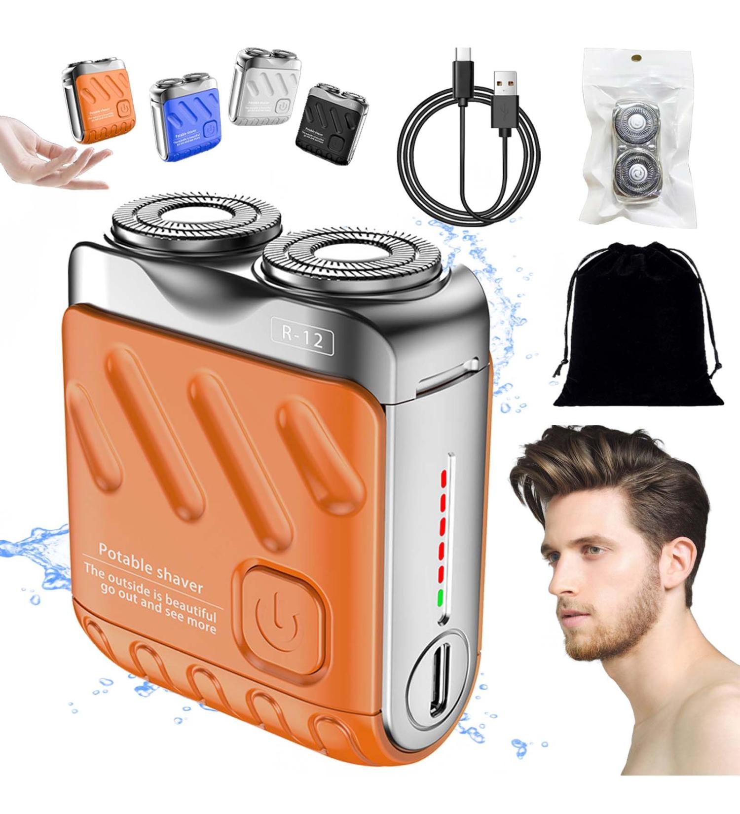Beard Shaver Traveler Mini and Portable Suitcase Design Double-Ring Magnetic Cutter Men's Favorite Portable Mini Electrict Shaver PX7 Waterproof Razor Pocket Size USB Rechargeable (Orange) - Buy Online on GoSupps.com