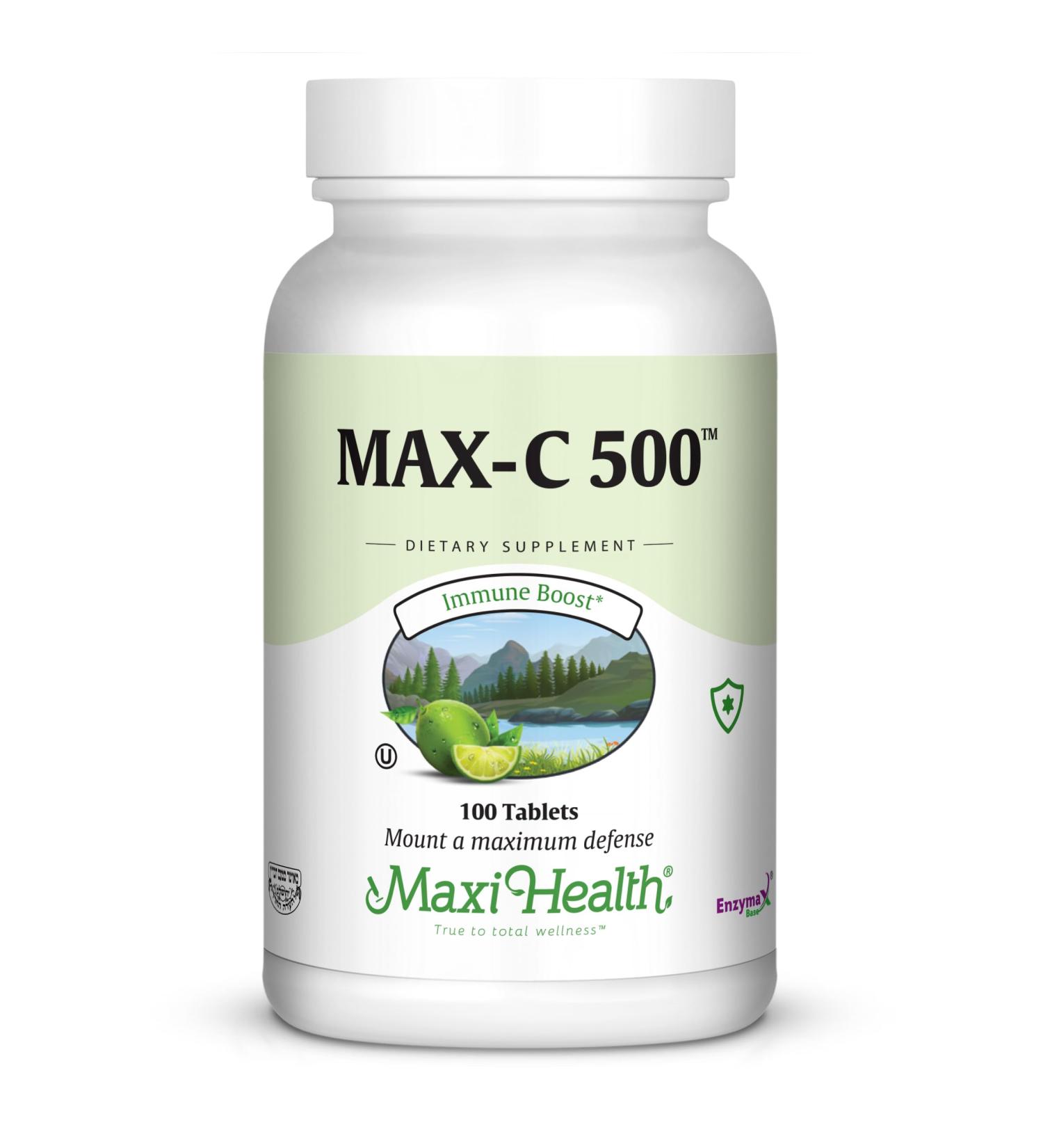 Maxi Health MAX C 500 mg - Vitamin C - with Lemon Bioflavonoids Complex - 100 Tablets 100 Count (Pack of 1) - Buy Online on GoSupps.com