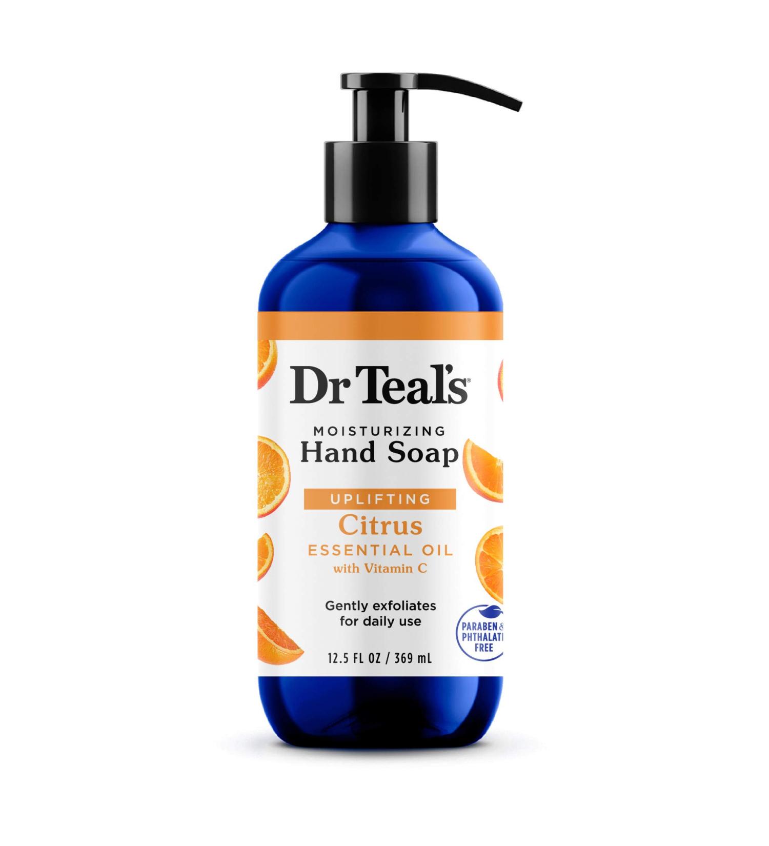 Dr Teal's Gentle Exfoliating Liquid Hand Soap Citrus Essential Oil with Vitamin C 12.5 fl oz (Packaging May Vary)