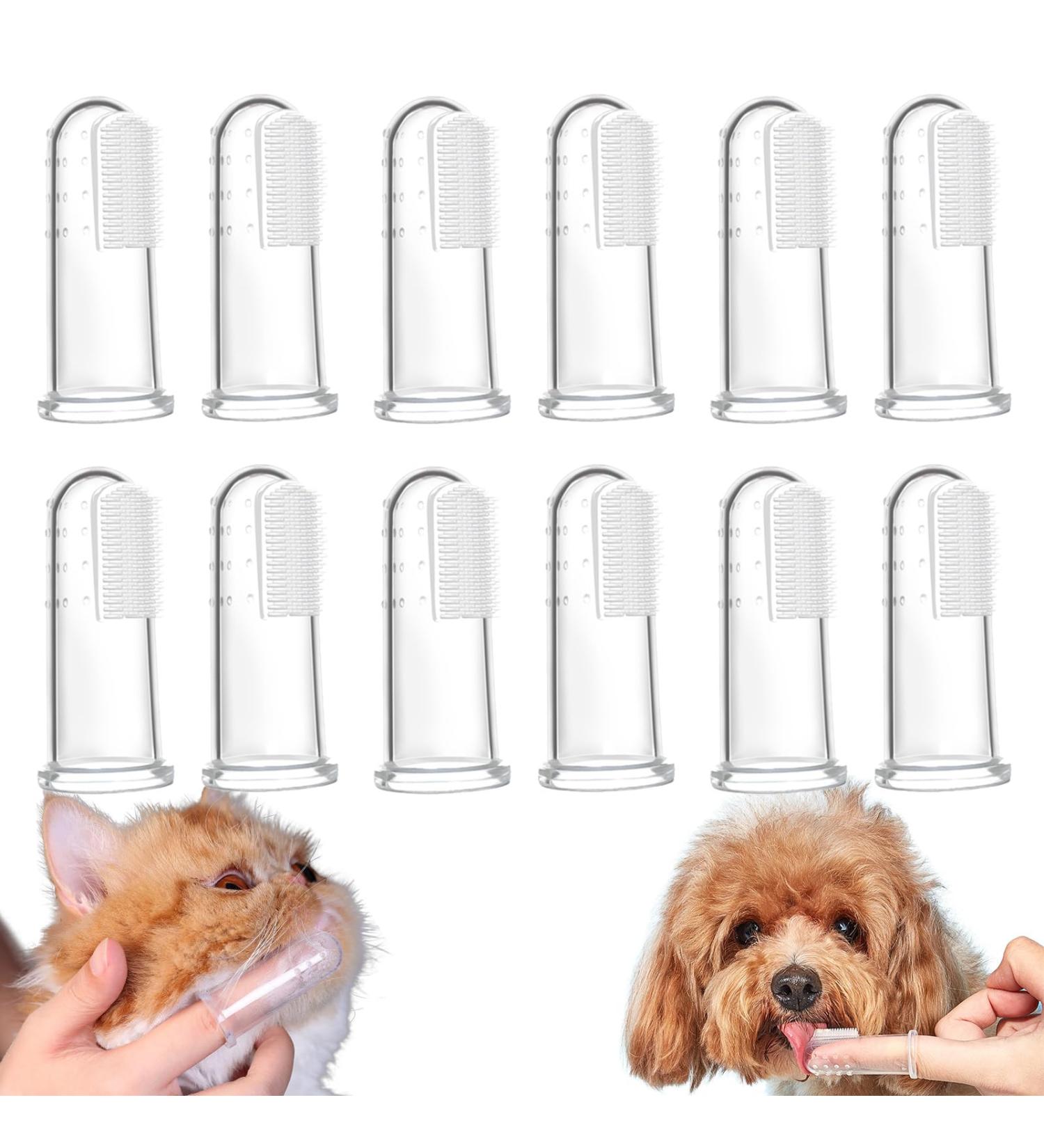 12pcs Soft Silicone Dog Finger Toothbrush Cleaning Finger Toothbrush Dog for Home Travel Small Large Dogs Cats Other Pets Gum Tooth Transparent - Buy Online on GoSupps.com