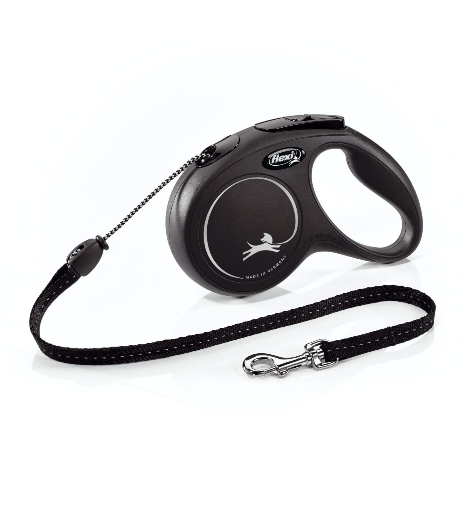 Buy Flexi Classic Retractable Dog Leash - Ergonomic Durable Tangle-Free for Dogs Up to 20 kg - 4.8 m | Size M Black - Buy Online on GoSupps.com