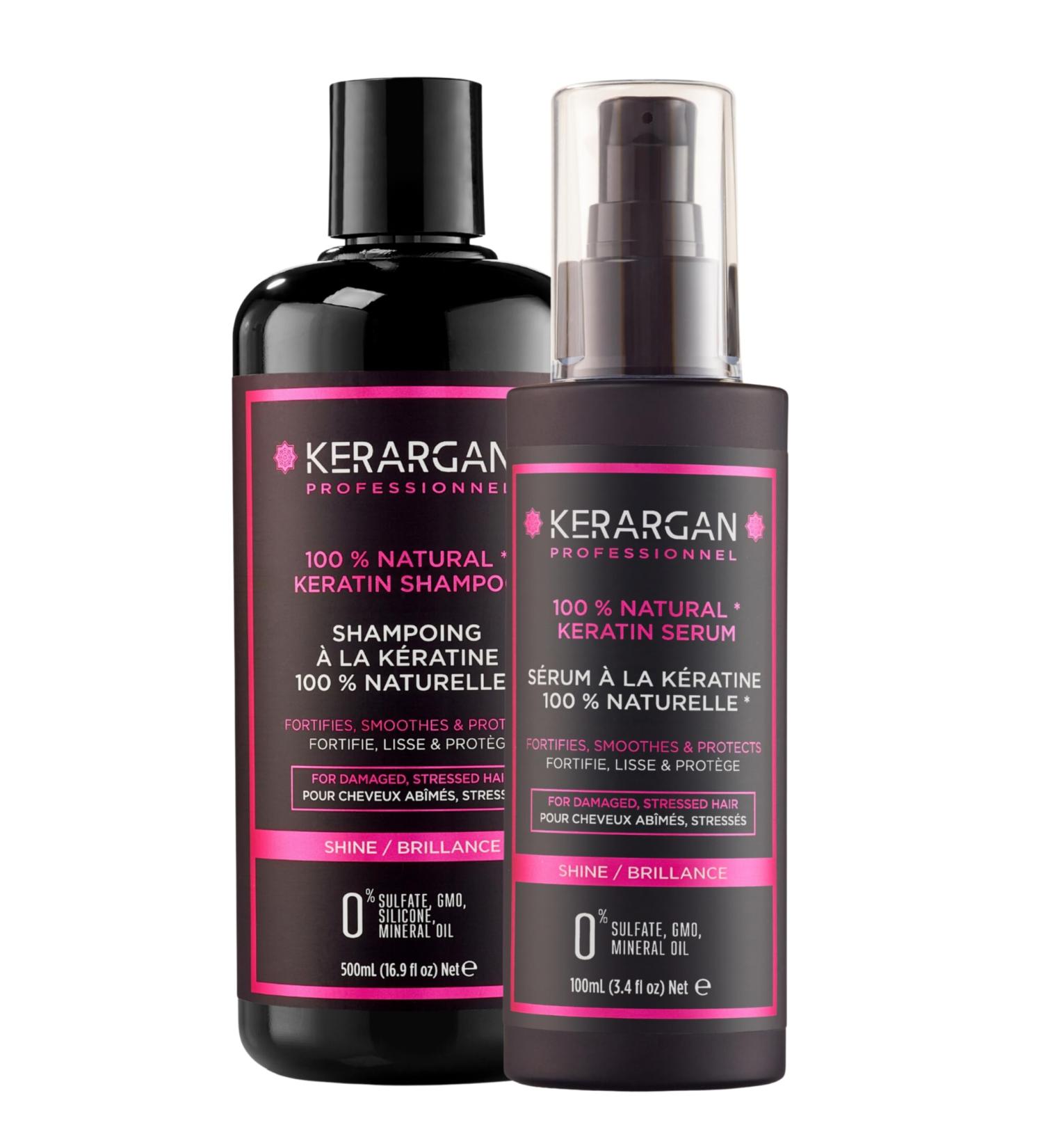 Kerargan - Ultra Repairing Duo Keratin Shampoo and Serum for Damaged and Stressed Hair - Strengthens Smoothes and Protects - Sulfate Paraben and Silicone Free - 500ml + 100ml - Buy Online on GoSupps.com