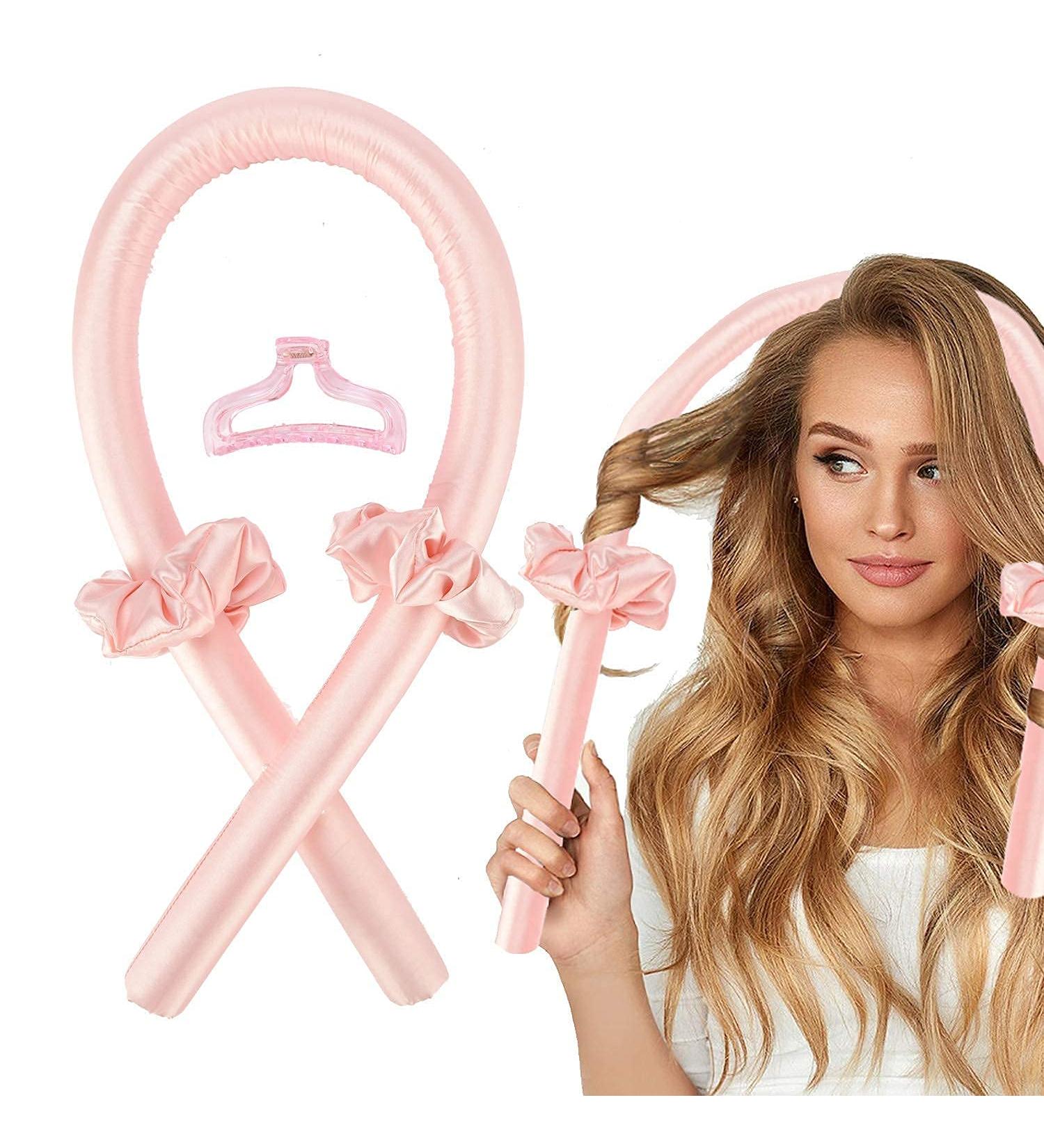Heatless Curls Headband No Heat Wave Curlers Styling Tools for Long Medium Hair Make Soft And Shiny Pink1 - Buy Online on GoSupps.com