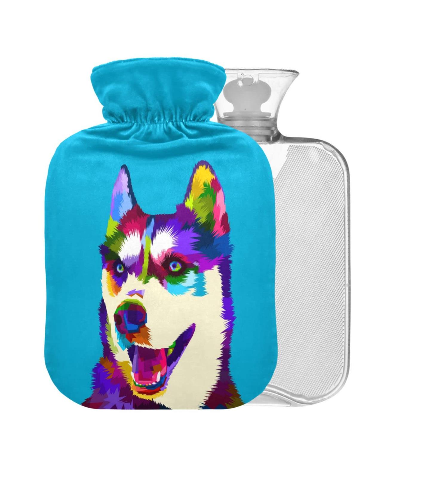 Colorful Siberian Husky Hot Water Bottle 2L - Large Pain Relief & Hot/Cold Compress - Buy Online on GoSupps.com