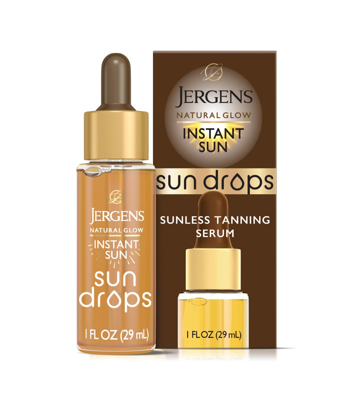 Jergens Natural Glow Instant Sun Drops Sunless Tanning for Face and Body Instant Sun Bronzing Drops 1 Fl Oz - Buy Online on GoSupps.com
