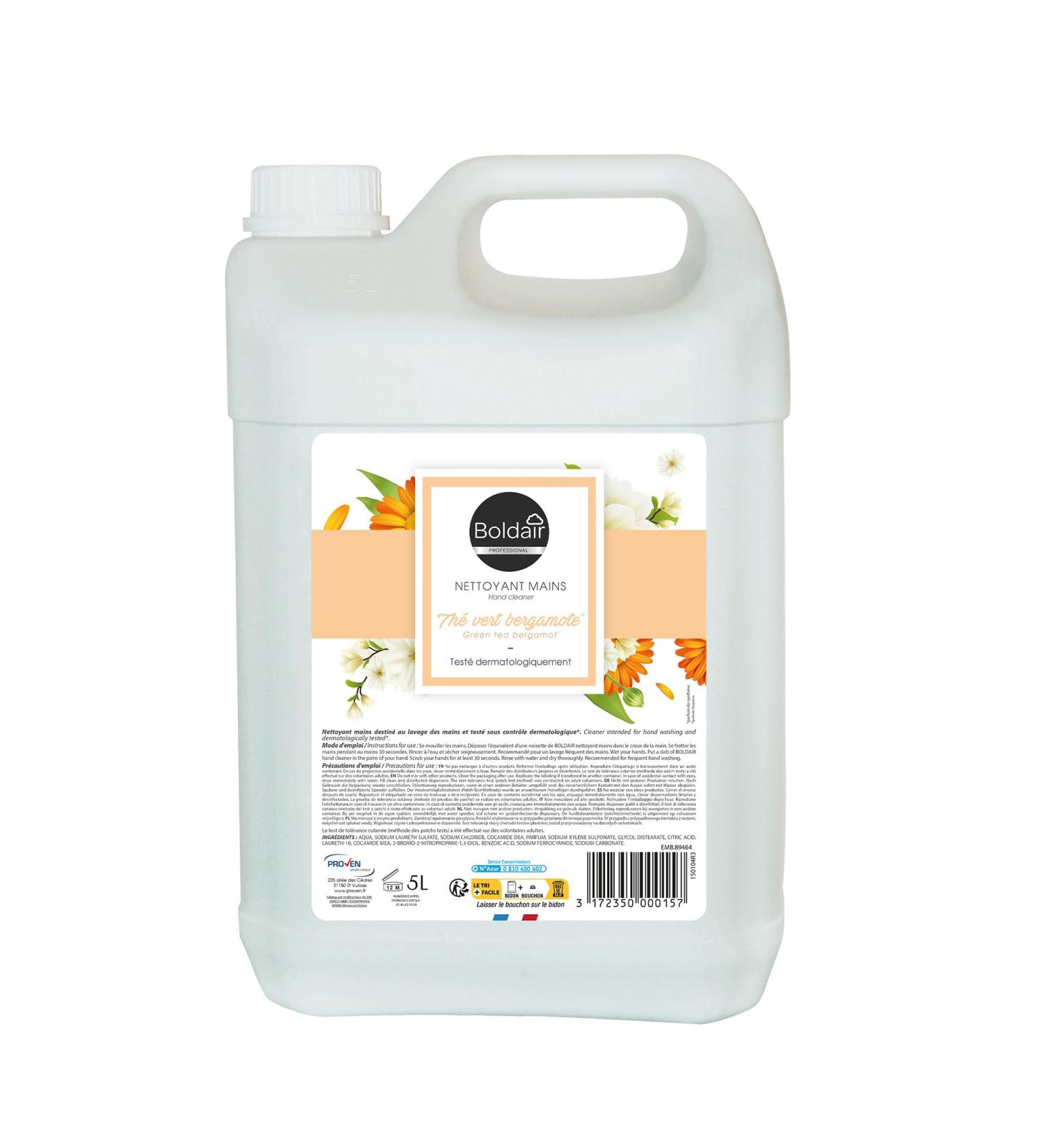 BOLDAIR- Nettoyant mains the vert bergamote- Formule nettoyante Hydratante et adoucissante- 5L- Fabrication Fran aise Th Vert Bergamote 5 l (Lot de 1) - Buy Online on GoSupps.com