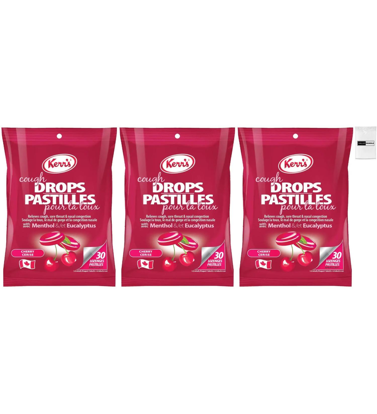 Value Bundle: KERRS Candy - Cough Drops - Cold & Sore Throat Candy with No Artificial Flavours MINTS - Hard Candy - Bonbon - Candies - Custom Value Bundle Branded Pack of 30 Per Bags - 3 Bags - 90 Drops Total (CHERRY) - Buy Online on GoSupps.com