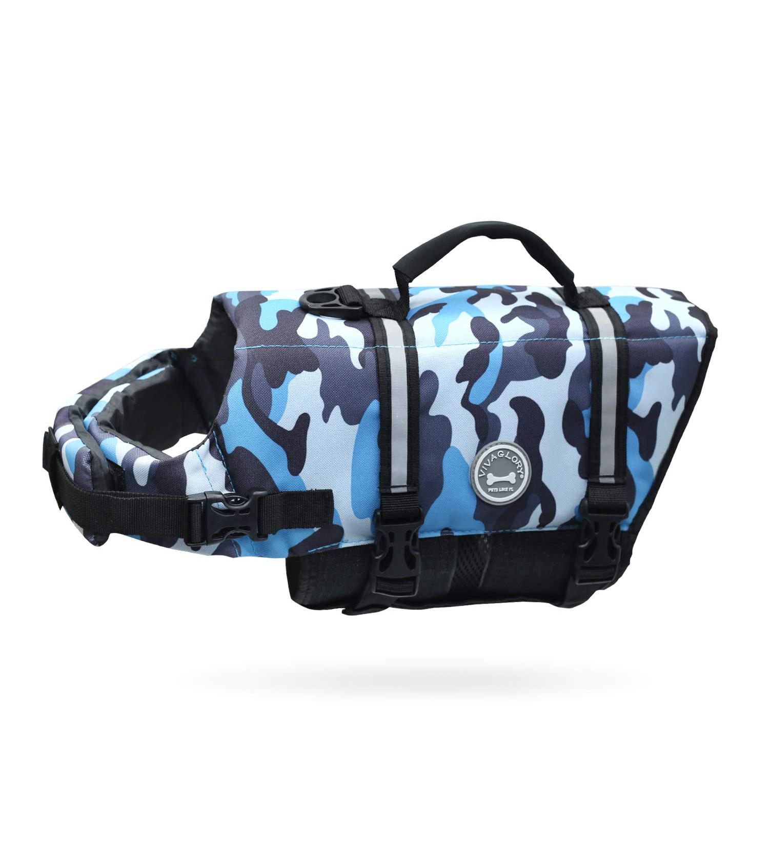 Vivaglory Ripstop Dog Rescue Vest for Small & Medium Dogs - Enhanced Buoyancy & Visibility - Camouflage Size S (43-53cm Chest) - Ideal for Water Activities - Buy Online on GoSupps.com