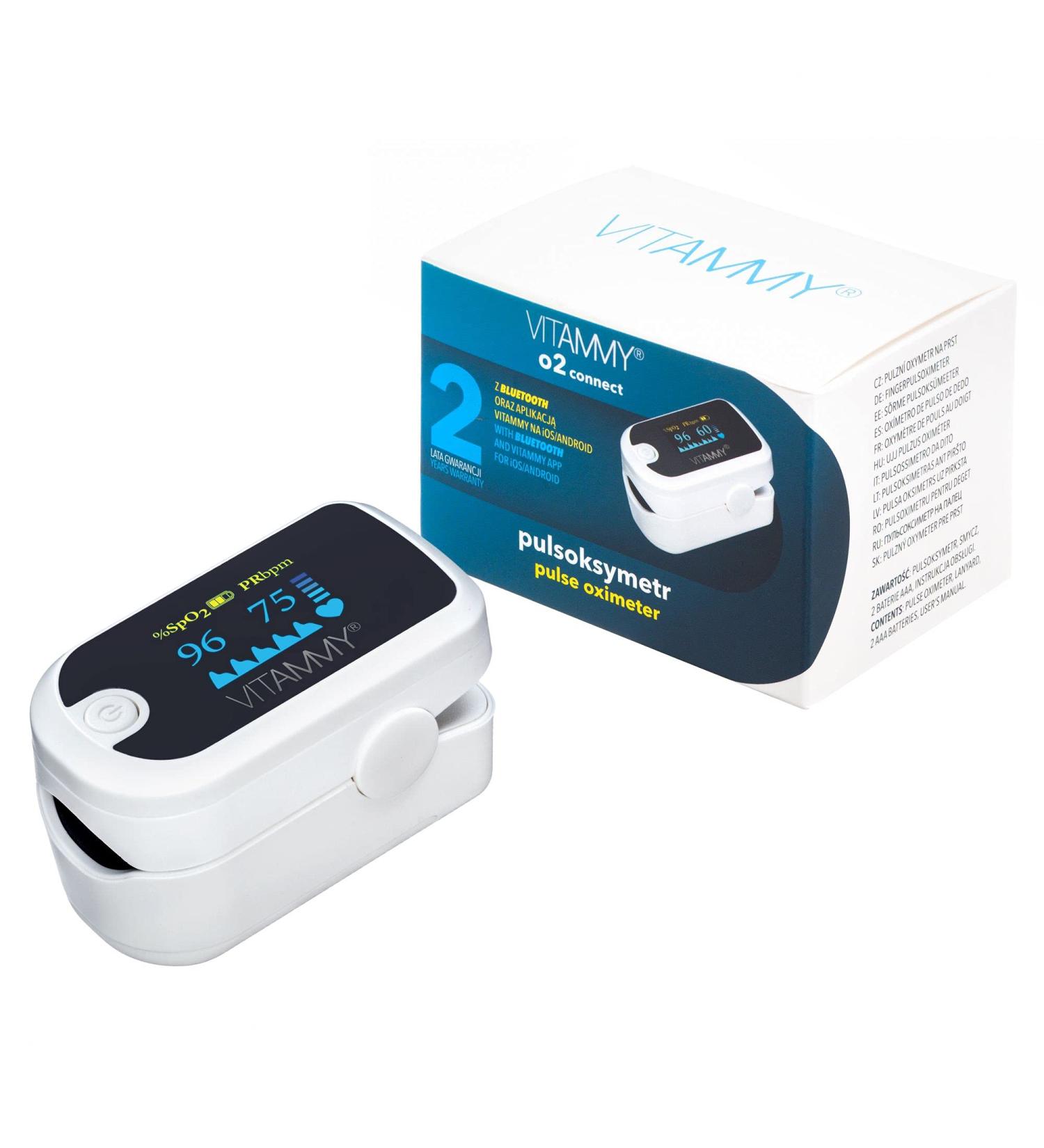 VITAMMY O2 connect with Bluetooth Certified medical pulse oximeter with mobile app and OLED screen : Standard