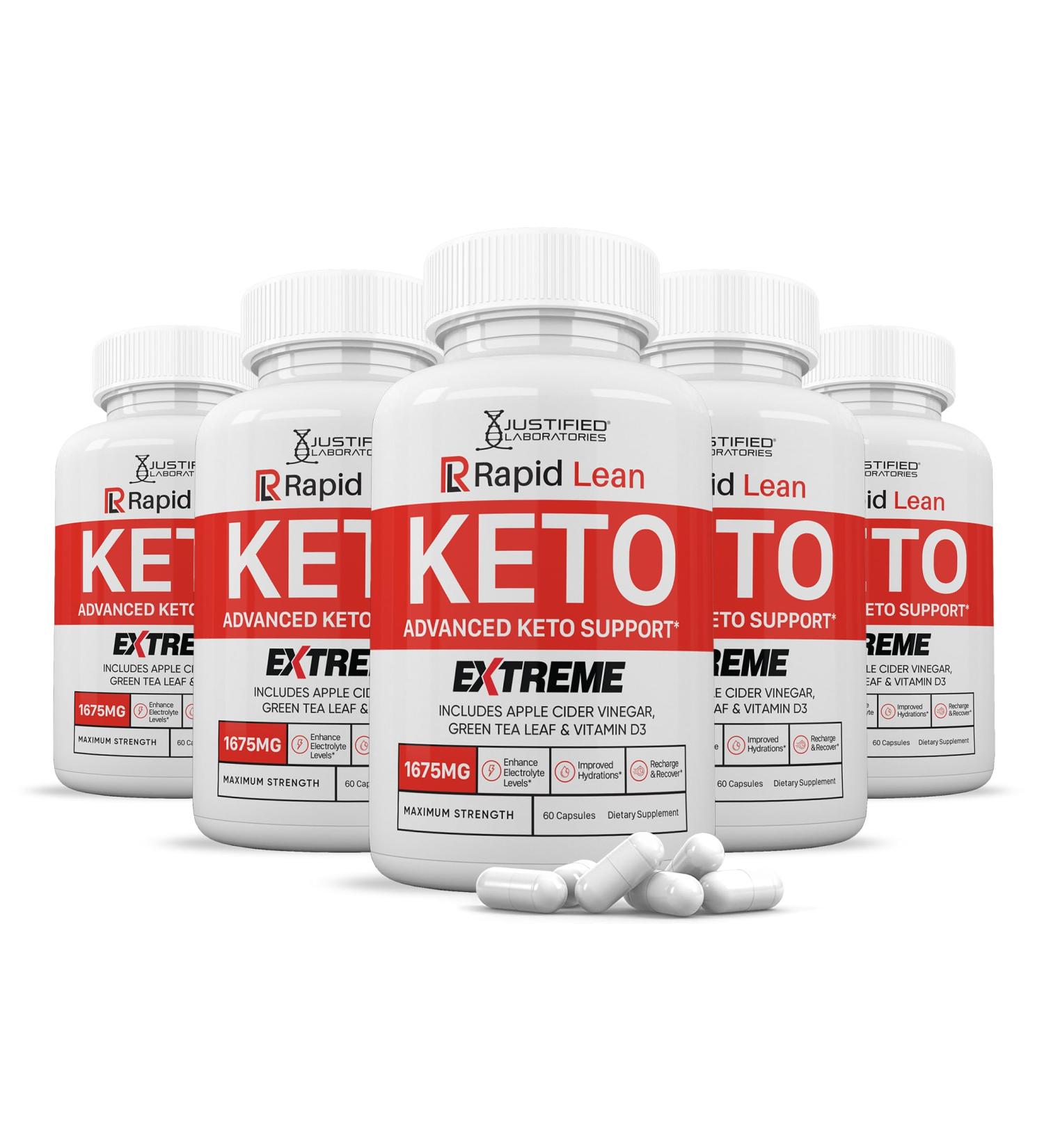(5 Pack) Rapid Lean Keto ACV Extreme Pills 1675MG Keto Support Blend Capsule Alternative to Keto ACV Gummies Formulated Apple Cider Vinegar Extra Virgin Olive Oil Powder Green Tea Leaf 300 Capsules - Buy Online on GoSupps.com
