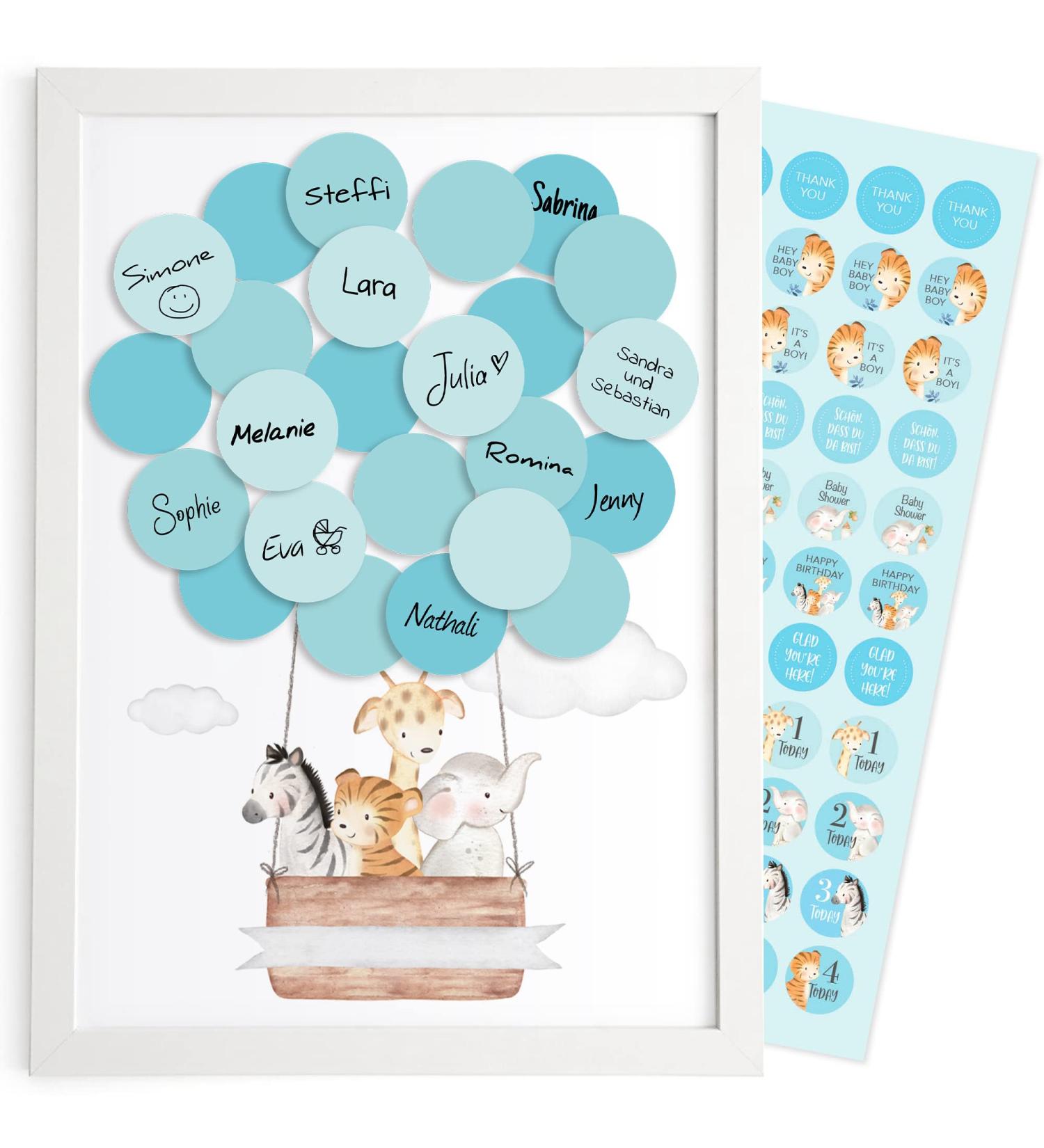 Mia F lice Safari Guest Picture with White Wooden Frame | Baby Shower Birthday & Baptism Gift Decoration for Girls - Buy Online on GoSupps.com