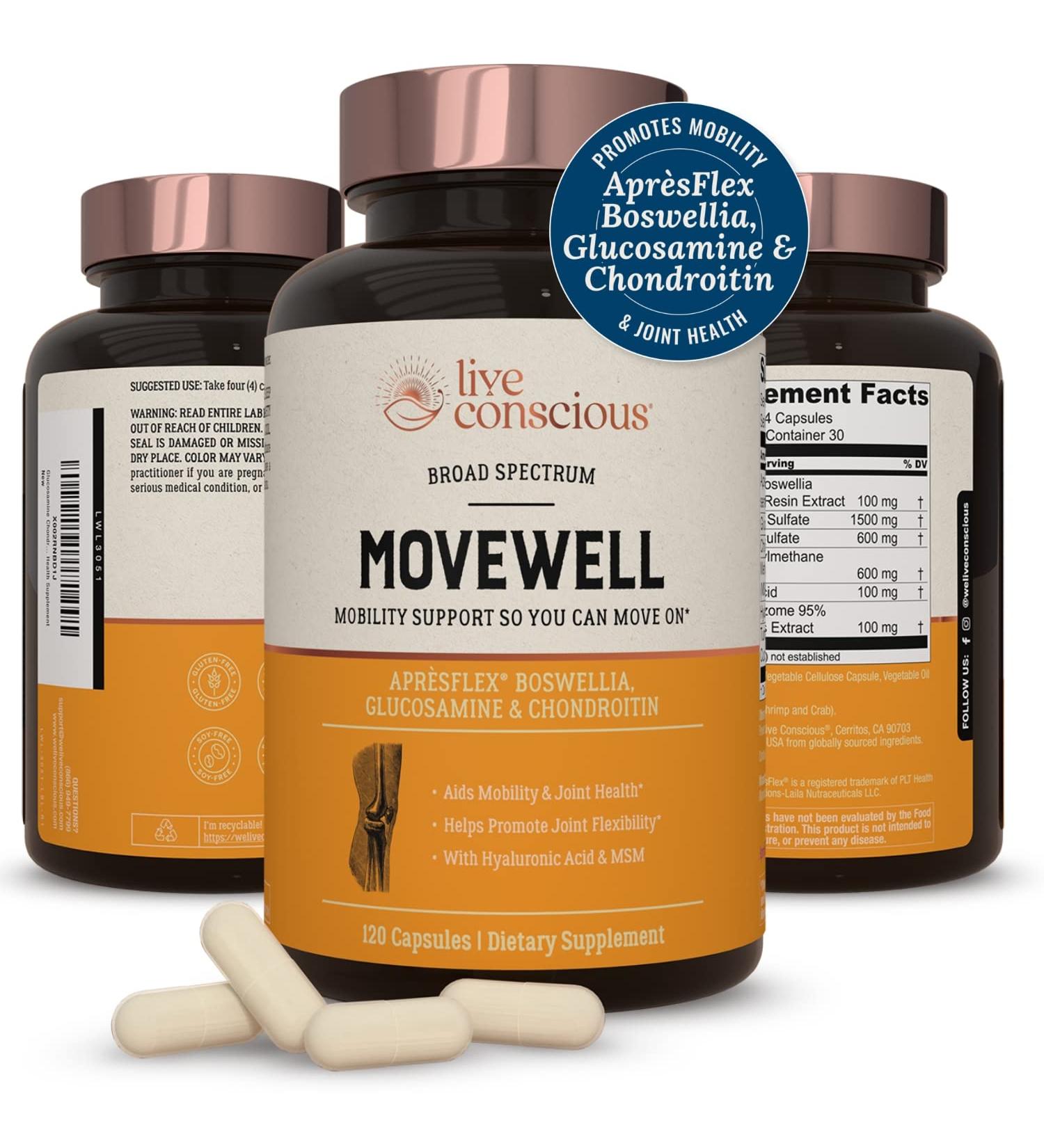 Live Conscious MoveWell 120 Capsules - Premium Joint & Mobility Support - Buy Online on GoSupps.com