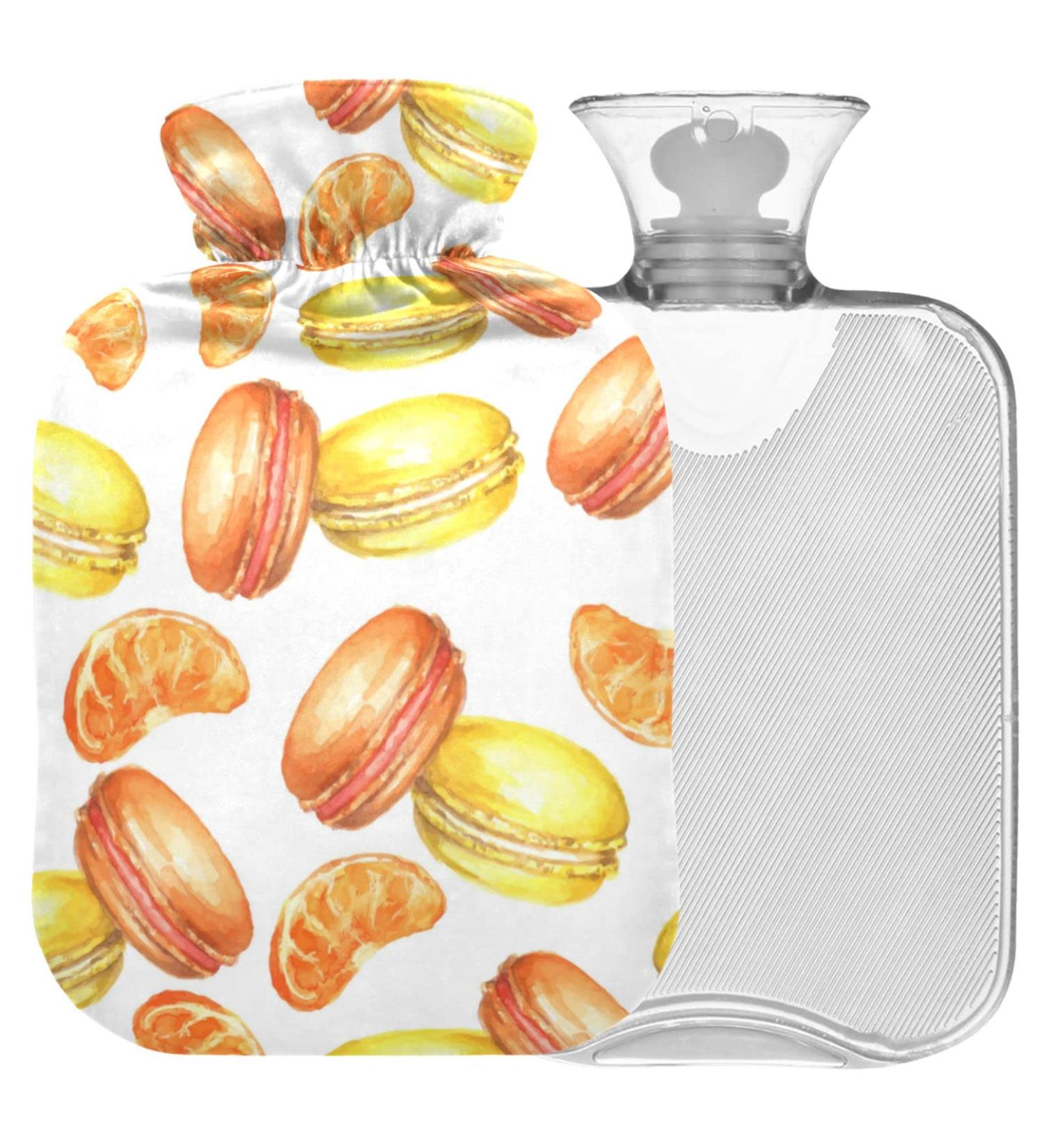 Naanle Orange Macaron Hot Water Bottle 1L Transparent Heat Bottle for Bed & Pain Relief | Heat & Cold Therapy - Buy Online on GoSupps.com