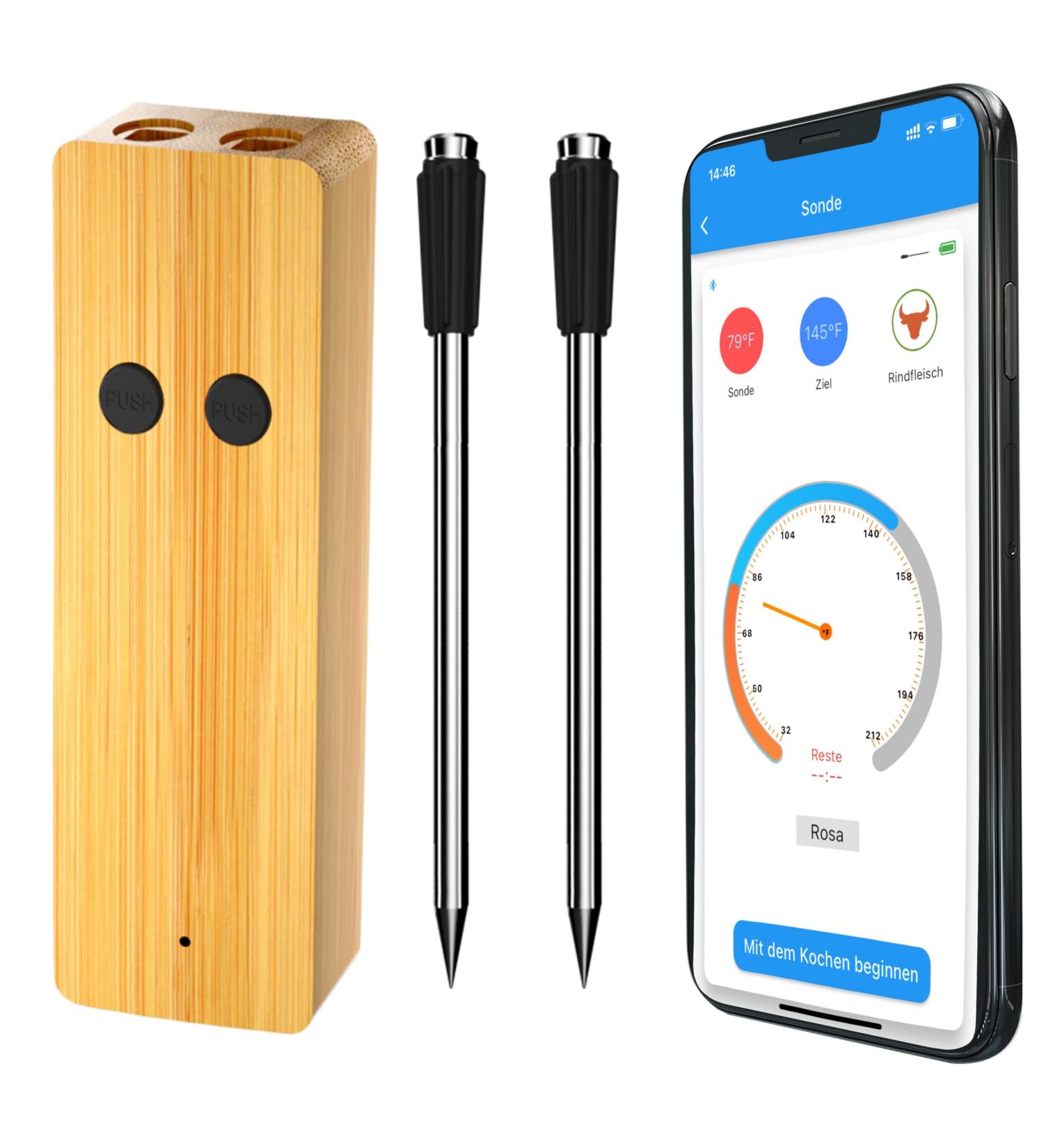 Wireless Meat Thermometer with Bluetooth & Dual Probes | Perfect for Grilling Roasting & Smoking | JX268 - Ideal Gift for Dad - Buy Online on GoSupps.com