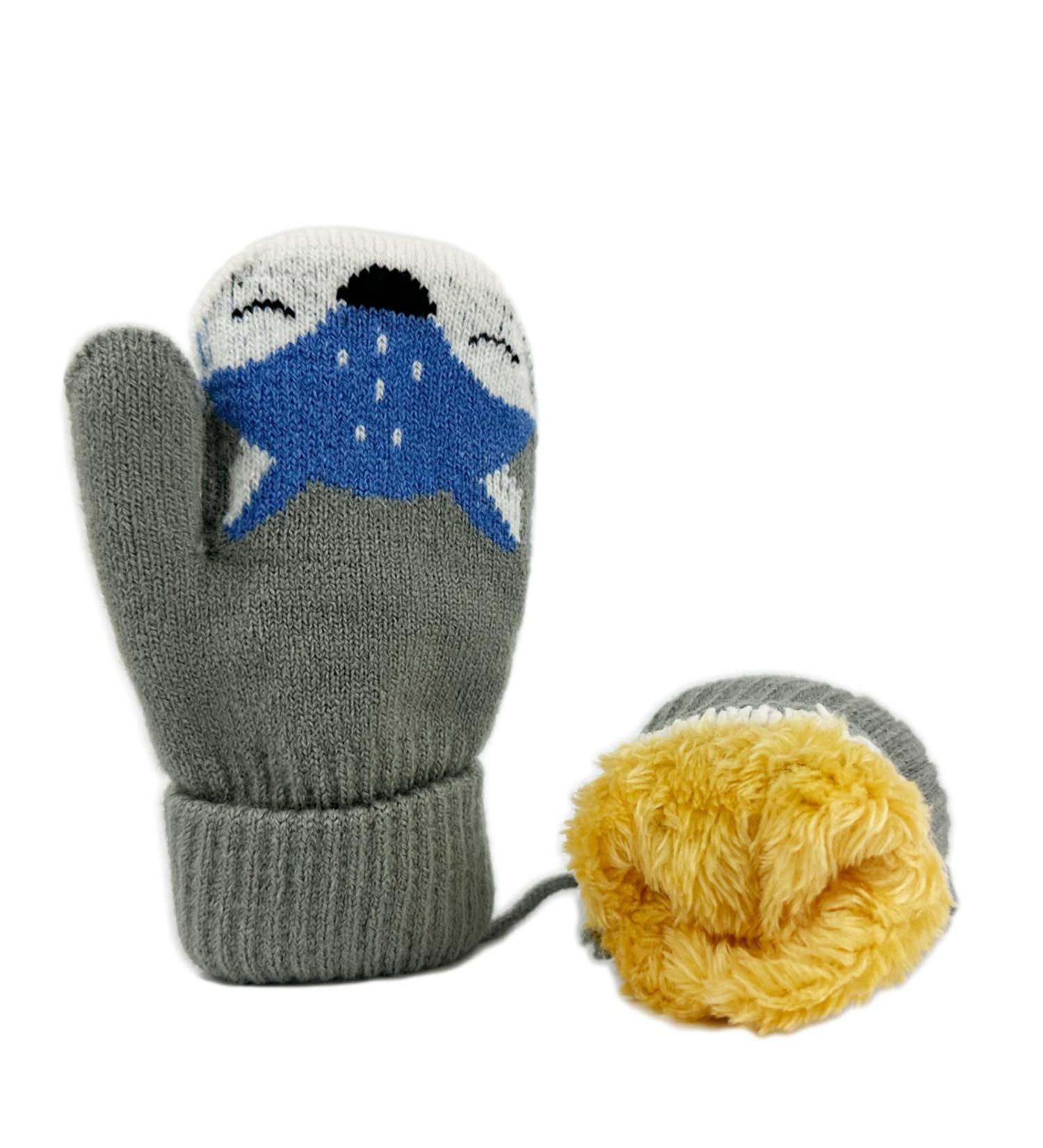 BEISIJIA Toddler Kids Cartoon Winter Knitted Mittens with String - Grey - Buy Online on GoSupps.com