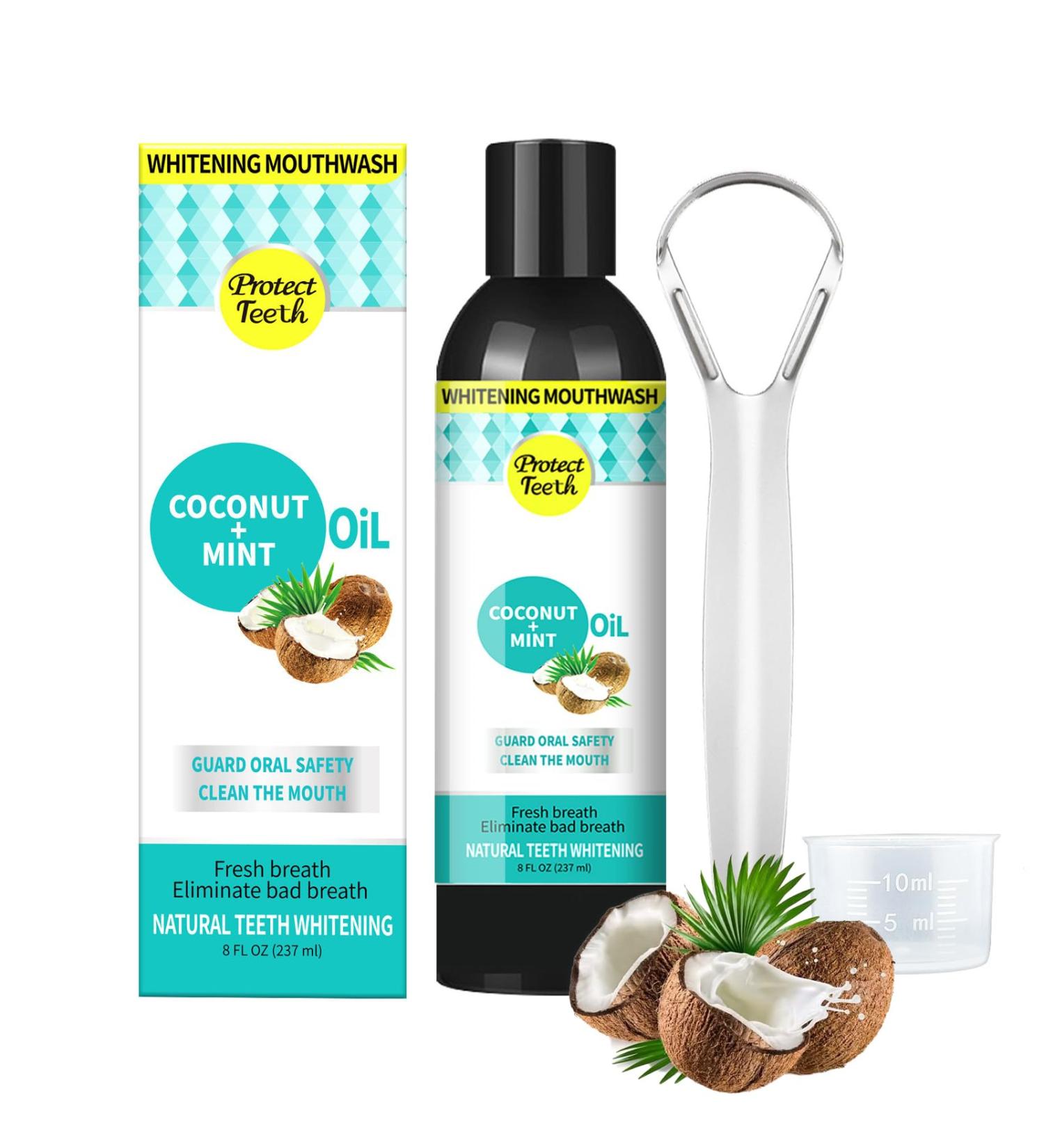 Natural Coconut Oil & Peppermint Mouthwash for Fresh Breath & Healthy Teeth | Long-Term Oral Care - Buy Online on GoSupps.com