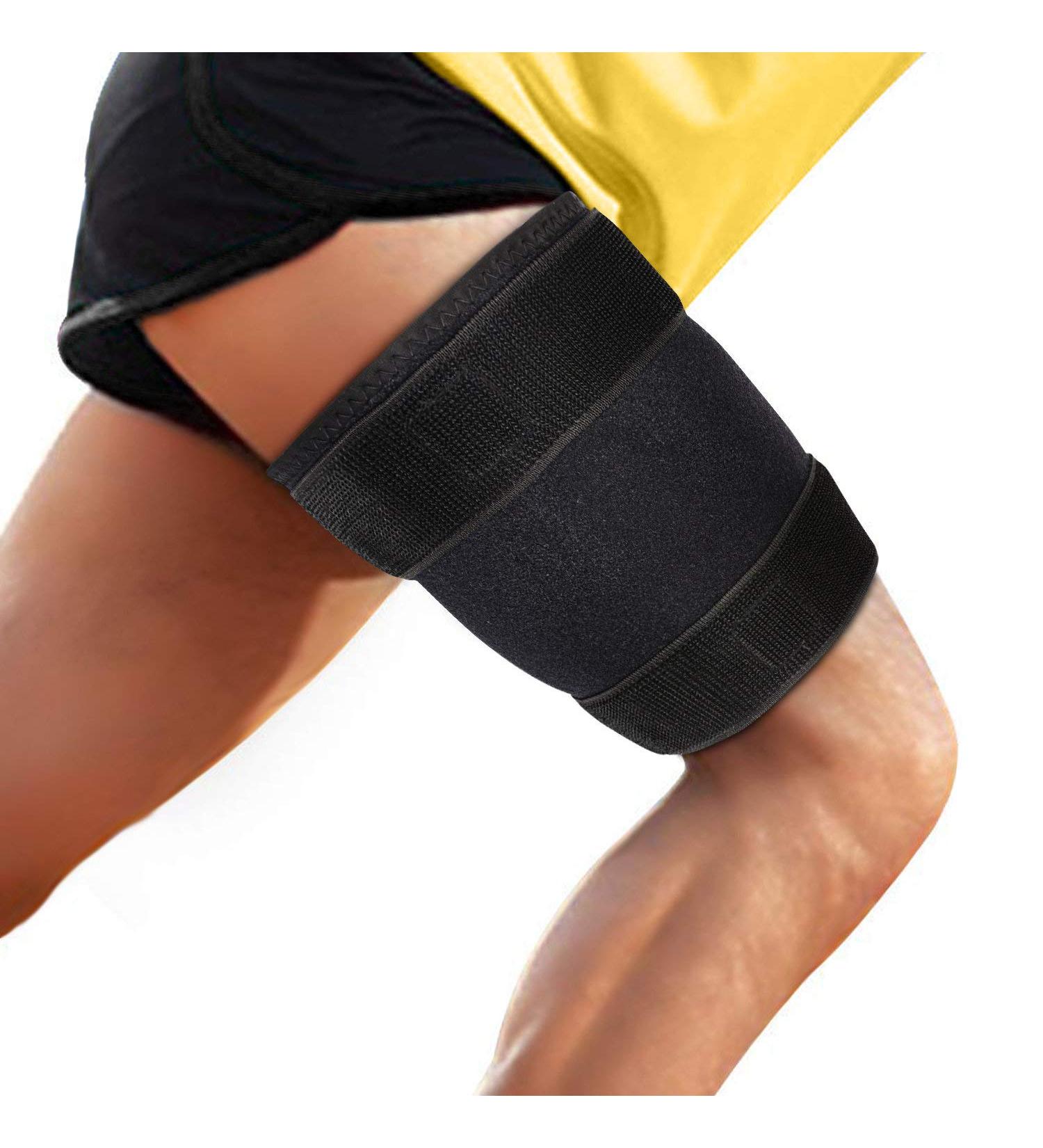 Supregear Adjustable Thigh Brace Support | Neoprene Compression Sleeve for Hamstring & Quad | Muscle Injury Recovery for Men & Women - Black - Buy Online on GoSupps.com