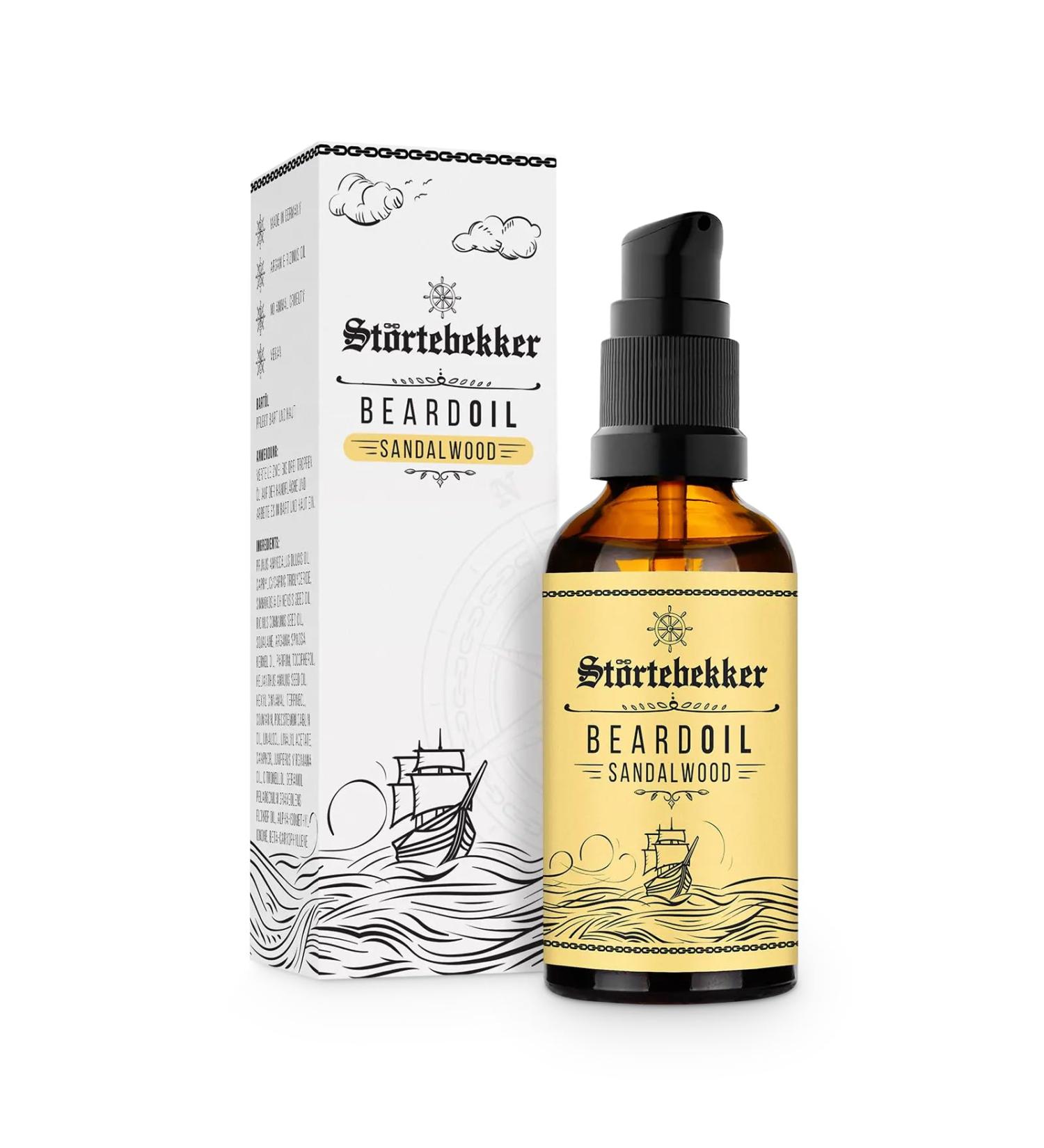 St rtebekker Premium Sandalwood Beard Oil - Vegan Daily Care for 3-Day to Full Beards - 50ml | Quality Ingredients Made in Germany - Buy Online on GoSupps.com