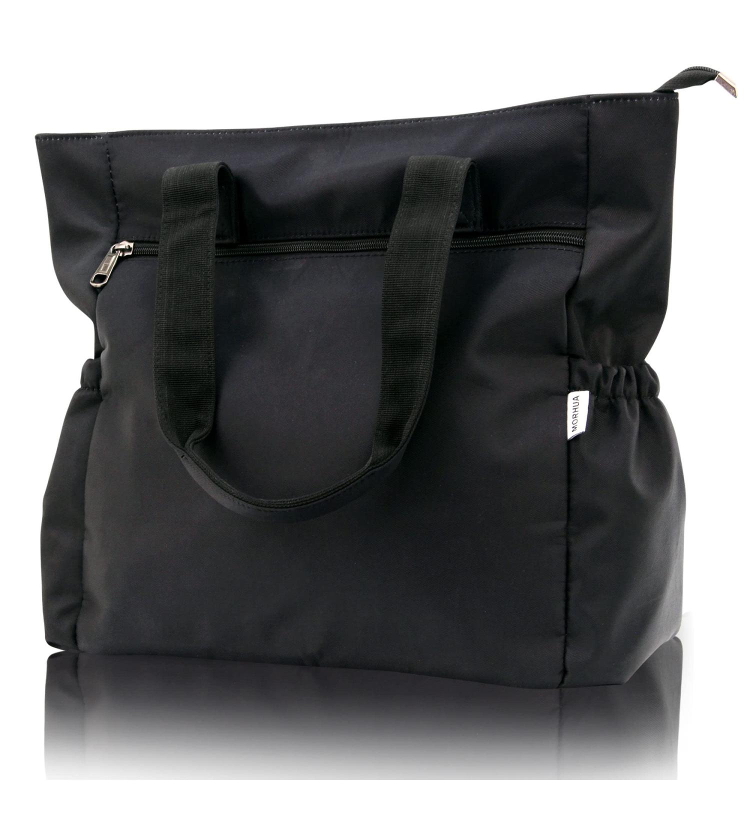 Large Waterproof Black Tote Bag for Gym, Hiking, Picnic, Travel & Beach | Lightweight Shoulder Bag | Spacious and Durable - Buy Online on GoSupps.com