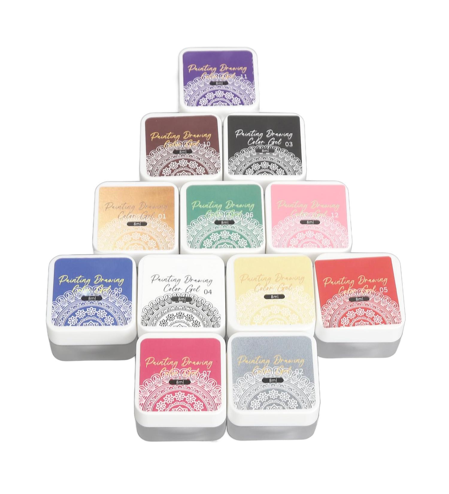 Solid Gel Nail Polish Painting Gel For Nail Art Gel Paint For Nails Art 12Colors Gel Paint Nail Art Kit Nail Art Drawing Gel For DIY Nail Art Design & Manicure Nail Salon - Buy Online on GoSupps.com