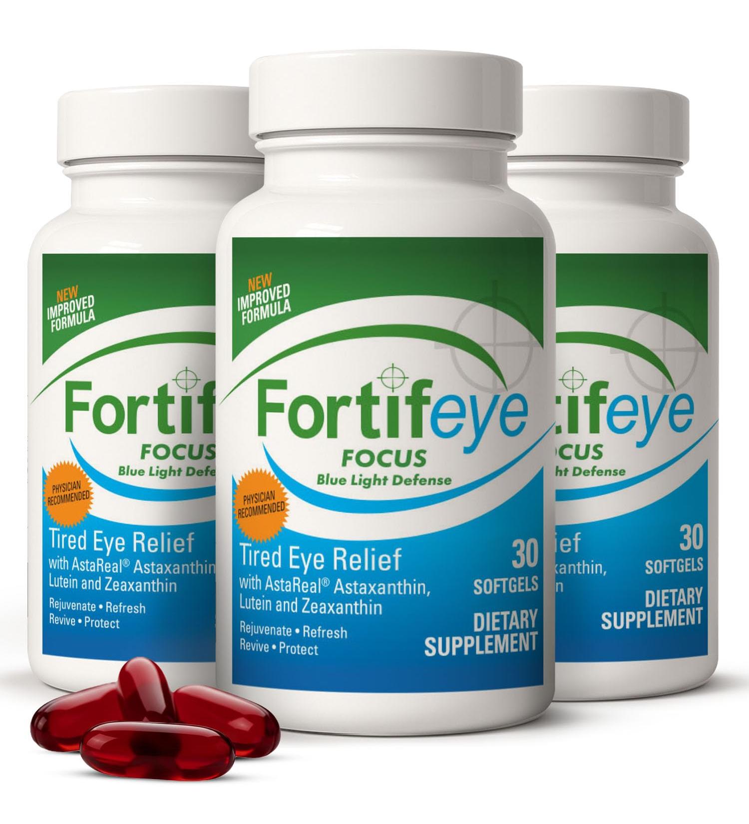 Fortifeye Focus Eye Care Supplement 30 Softgel Capsules - Triple Carotenoid Including Astaxanthin Lutein and Zeaxanthin Supplements Eye Vitamins Supports Eyes Fatigue and Blue Light Protection - Buy Online on GoSupps.com