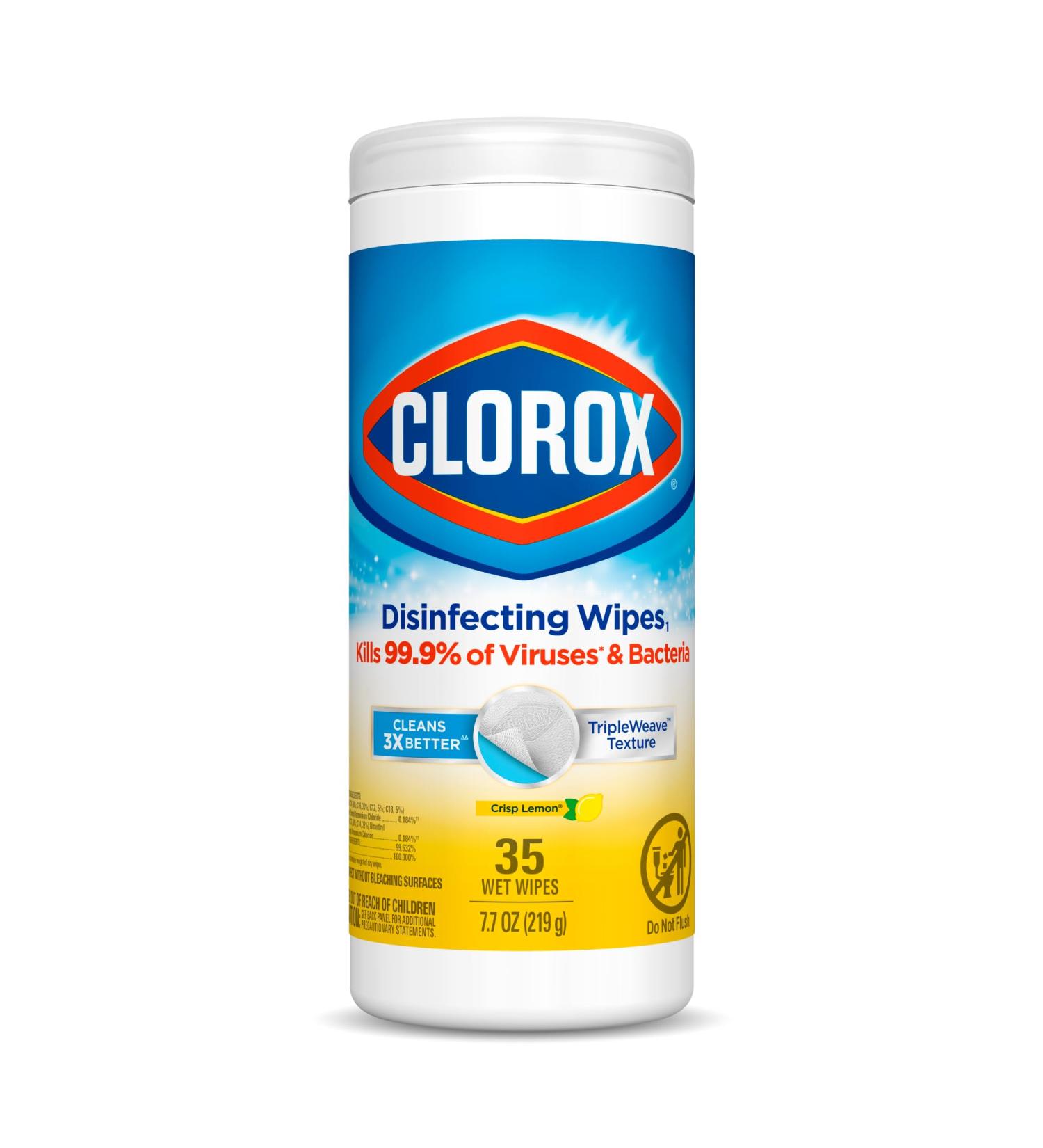 Clorox Disinfecting Wipes - Bleach-Free Cleaning Wipes Crisp Lemon Scent 35 Count | International Shipping Available - Buy Online on GoSupps.com