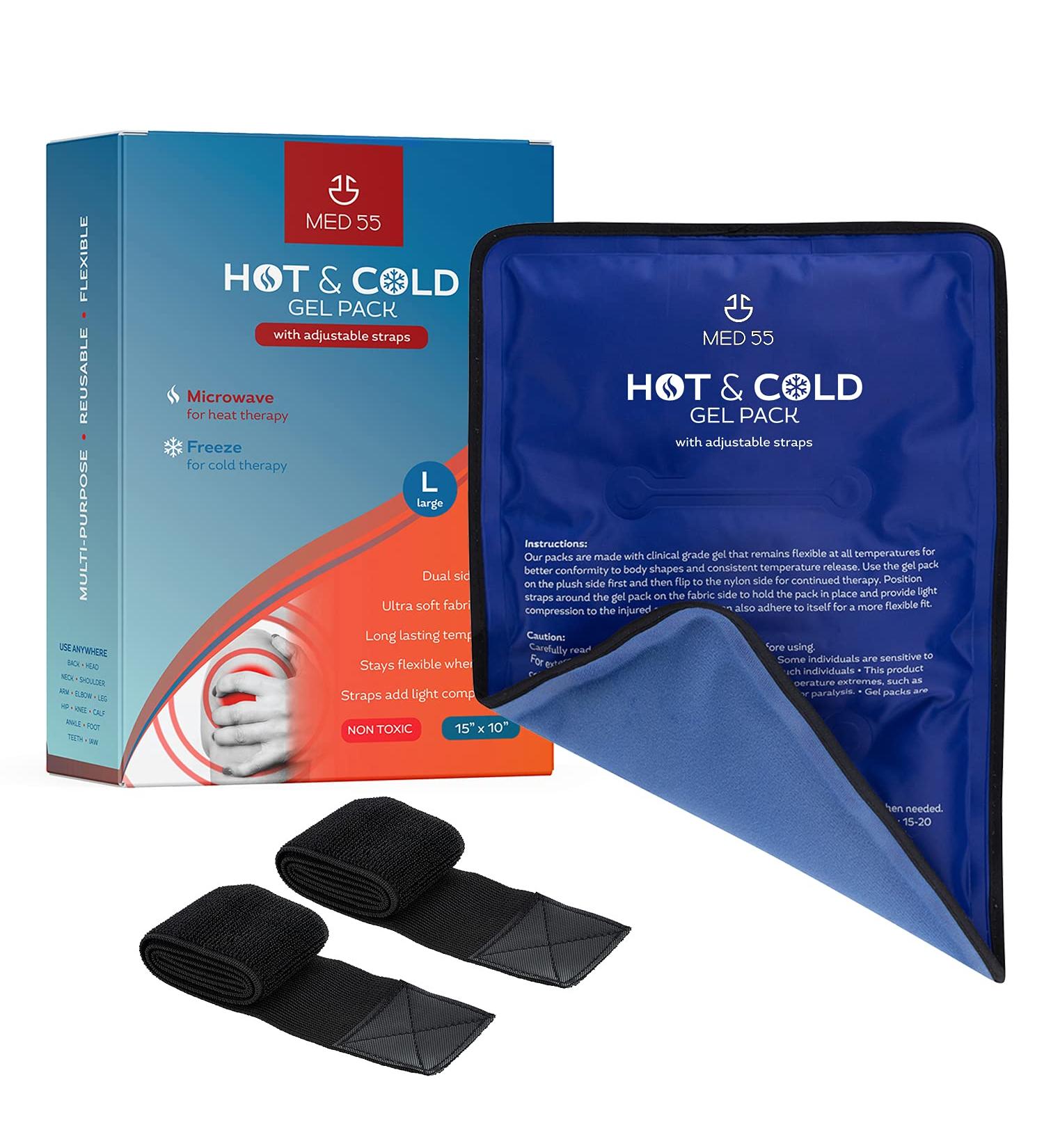 Reusable Gel Ice Pack - Hot & Cold Therapy for Pain Relief | Flexible Soft Gel Pack for Injuries | Ideal for Back, Shoulder, Elbow, Hip, Knee | Includes Straps | 15x10 Size - Buy Online on GoSupps.com