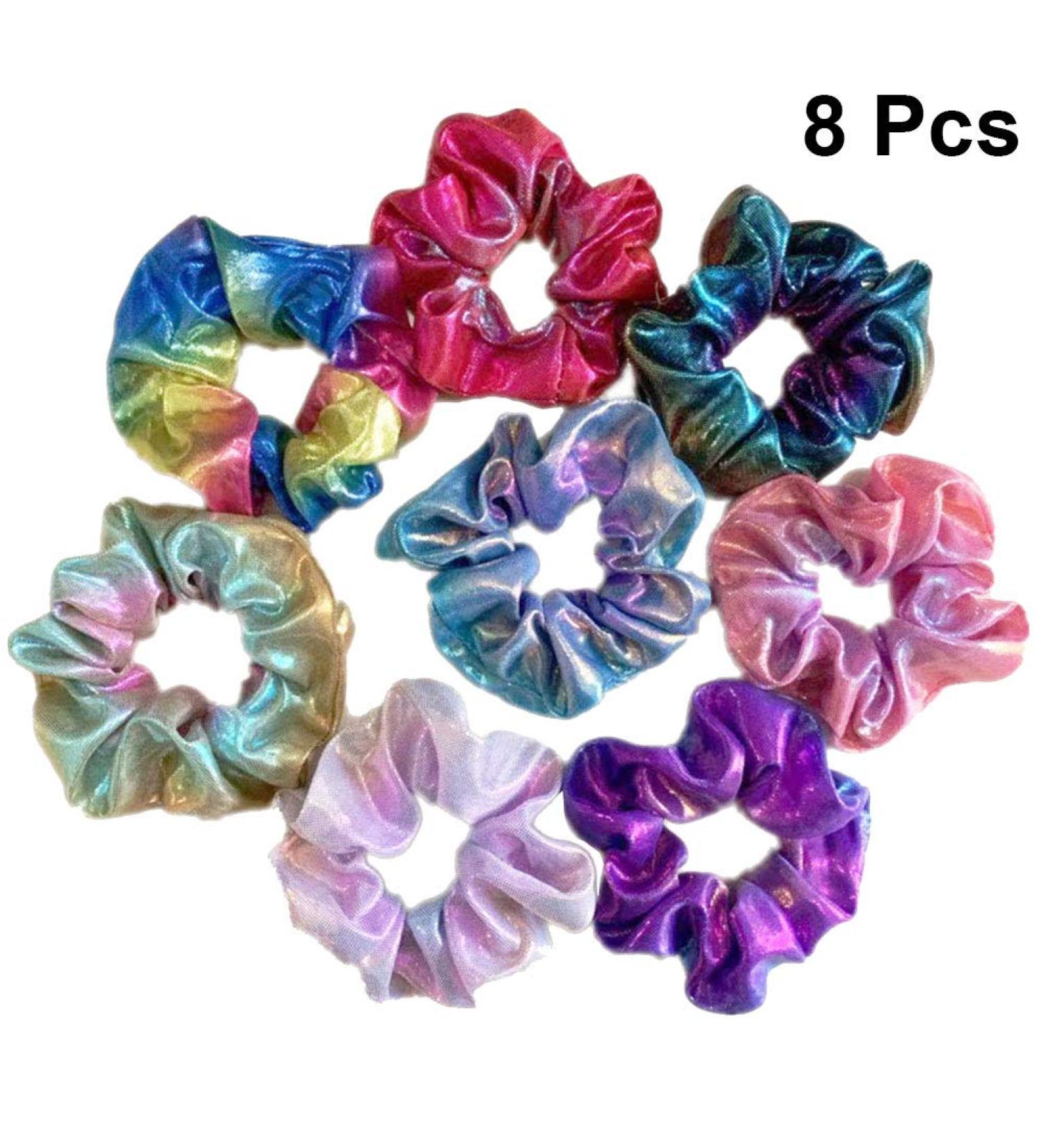 Lurrose 8pcs Glitter Scrunchies - Colorful Ponytail Holders for Women Girls Teens & Kids | Best Hair Accessories - International Shipping Available - Buy Online on GoSupps.com