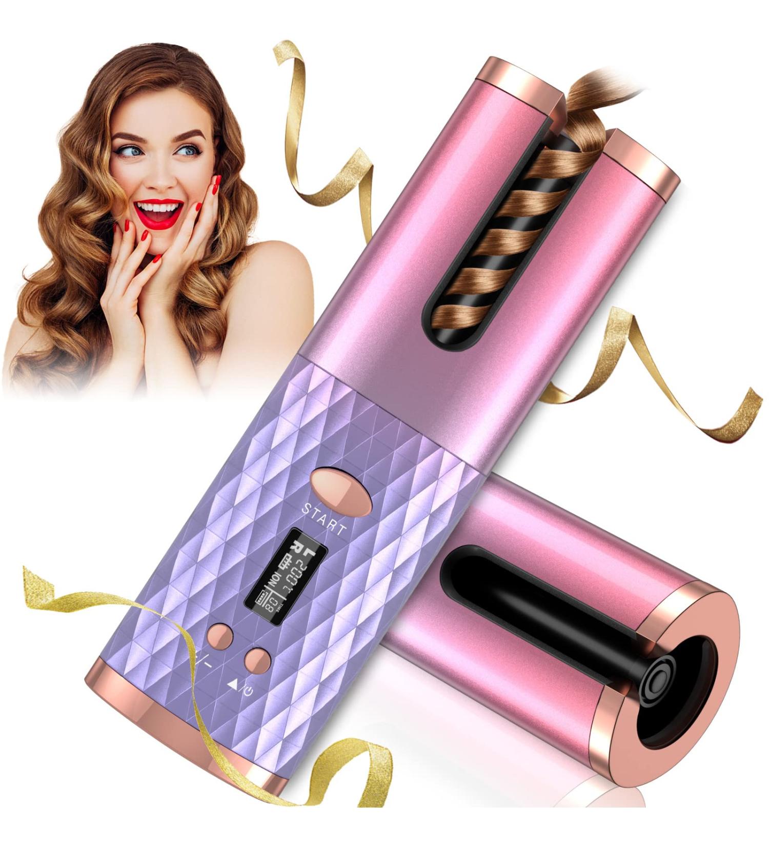 Automatic Rechargeable Rotating Curling Iron - 6 Temps & Timers Ceramic Wand Safe & Easy Curls - Buy Online on GoSupps.com