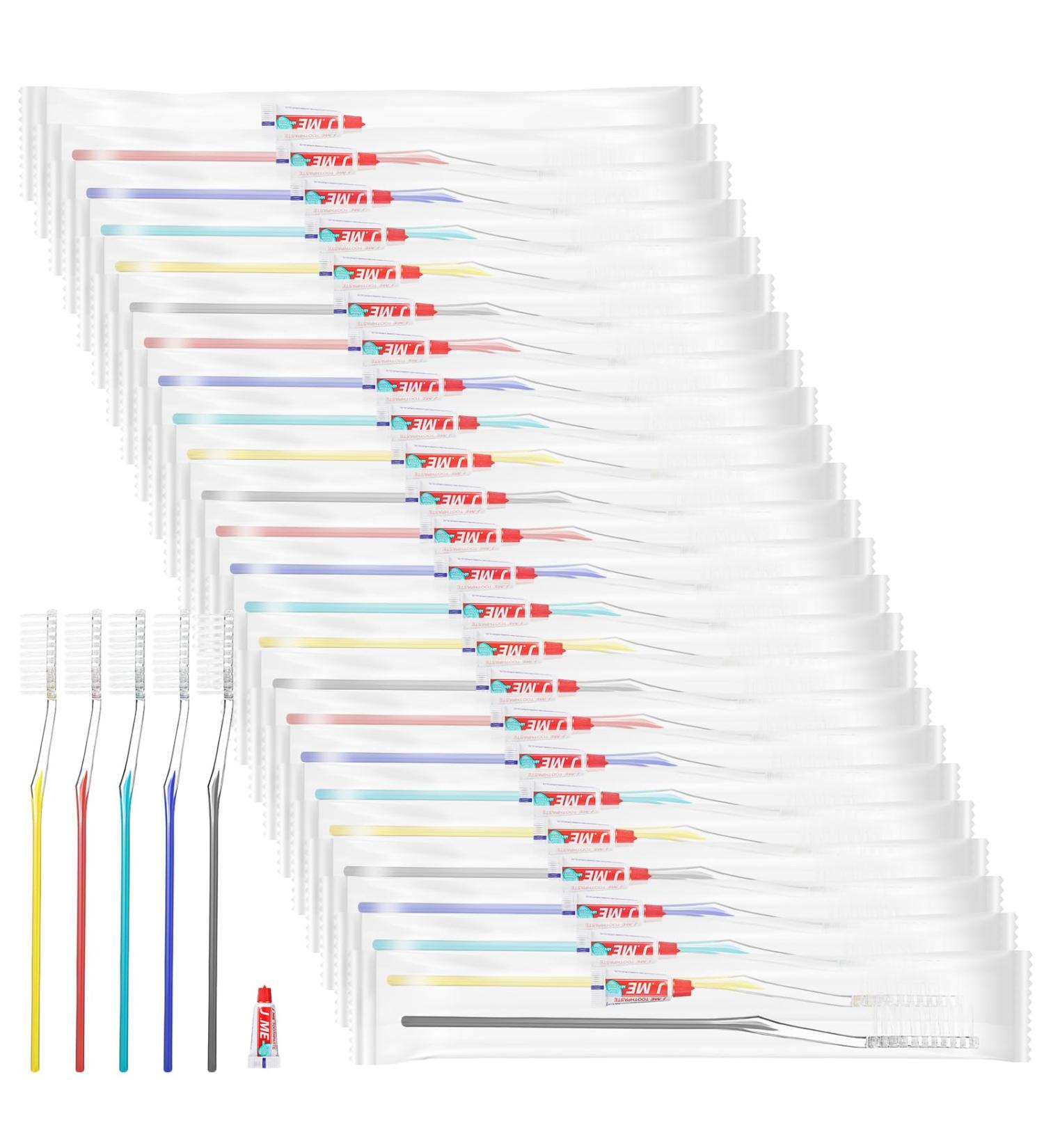 Buy Amyhill 50 Sets Disposable Toothbrushes & Toothpaste - Soft Bristle Travel Packs in 5 Colors for Hotels Shelters & Apartments | Bulk Purchase Available - Buy Online on GoSupps.com