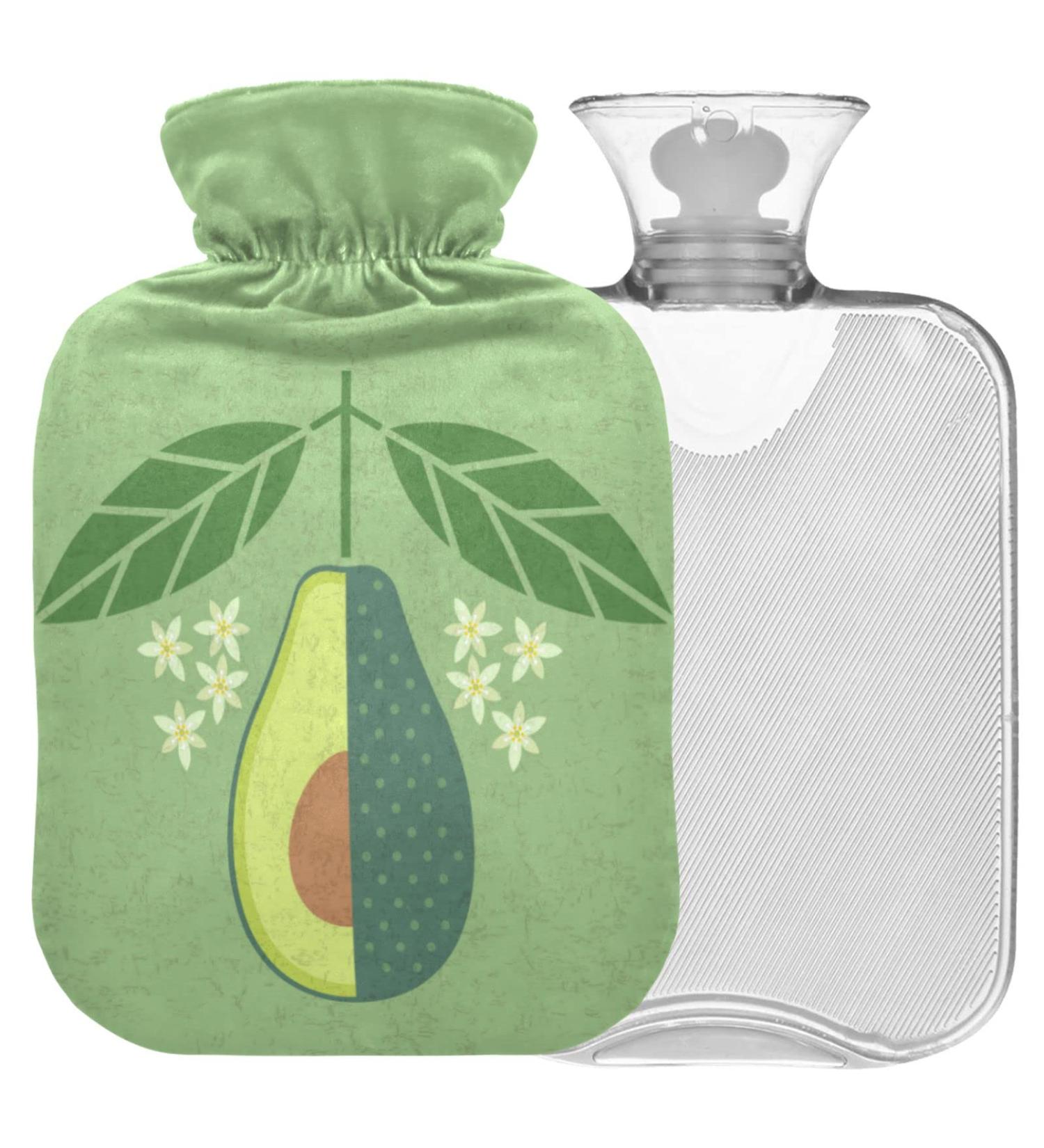 NAANLE Avocado Slice Hot Water Bottle | 1L Transparent Cover | Hand & Foot Warmer | Pain Relief & Heat Therapy - Buy Online on GoSupps.com
