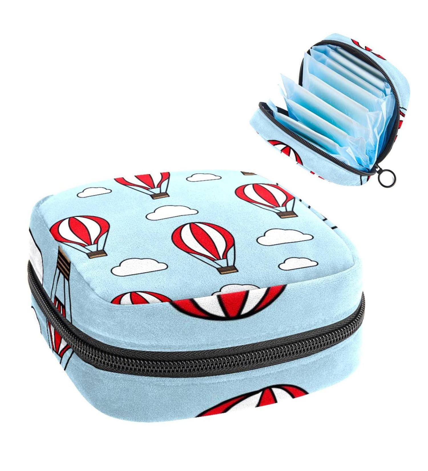 Anna Cowper Hot Air Balloon Print Sanitary Napkin Storage Bag - Multi-colored Feminine Menstrual Cup Pouch for Periods - Portable and Stylish Women's Tampon Holder - Buy Online on GoSupps.com