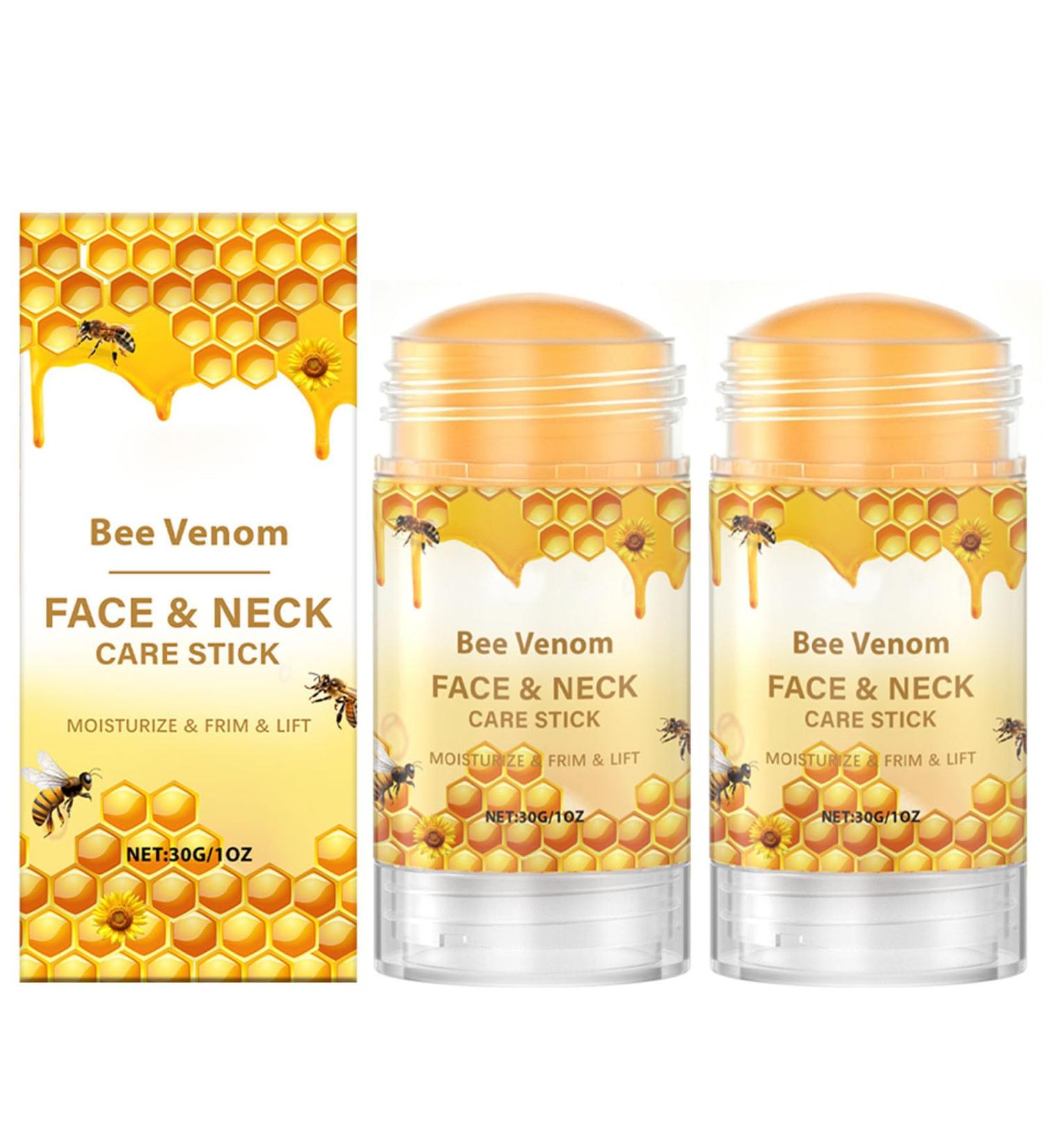 INSEEK Bee Venom Face and Neck Care Stick 2Pcs Bee Venom Balm Stick Long-Lasting Moisturizing Nourishing Tighten & Lift Sagging Skin Smooth Wrinkles and Fine Lines Improve Dry and Rough Skin - Buy Online on GoSupps.com