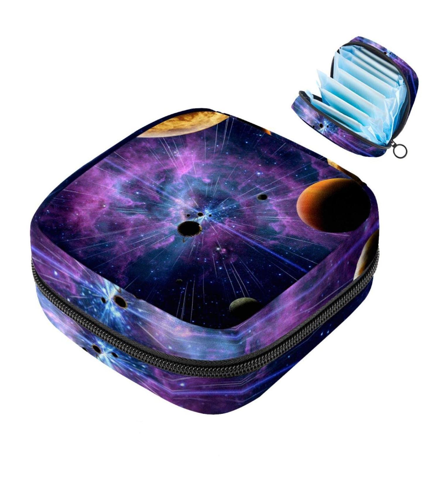 Galaxy Universe Menstruation Pad Bag with Zipper - Stylish Women's Tampon & Napkin Collection Bag for Girls - Buy Online on GoSupps.com