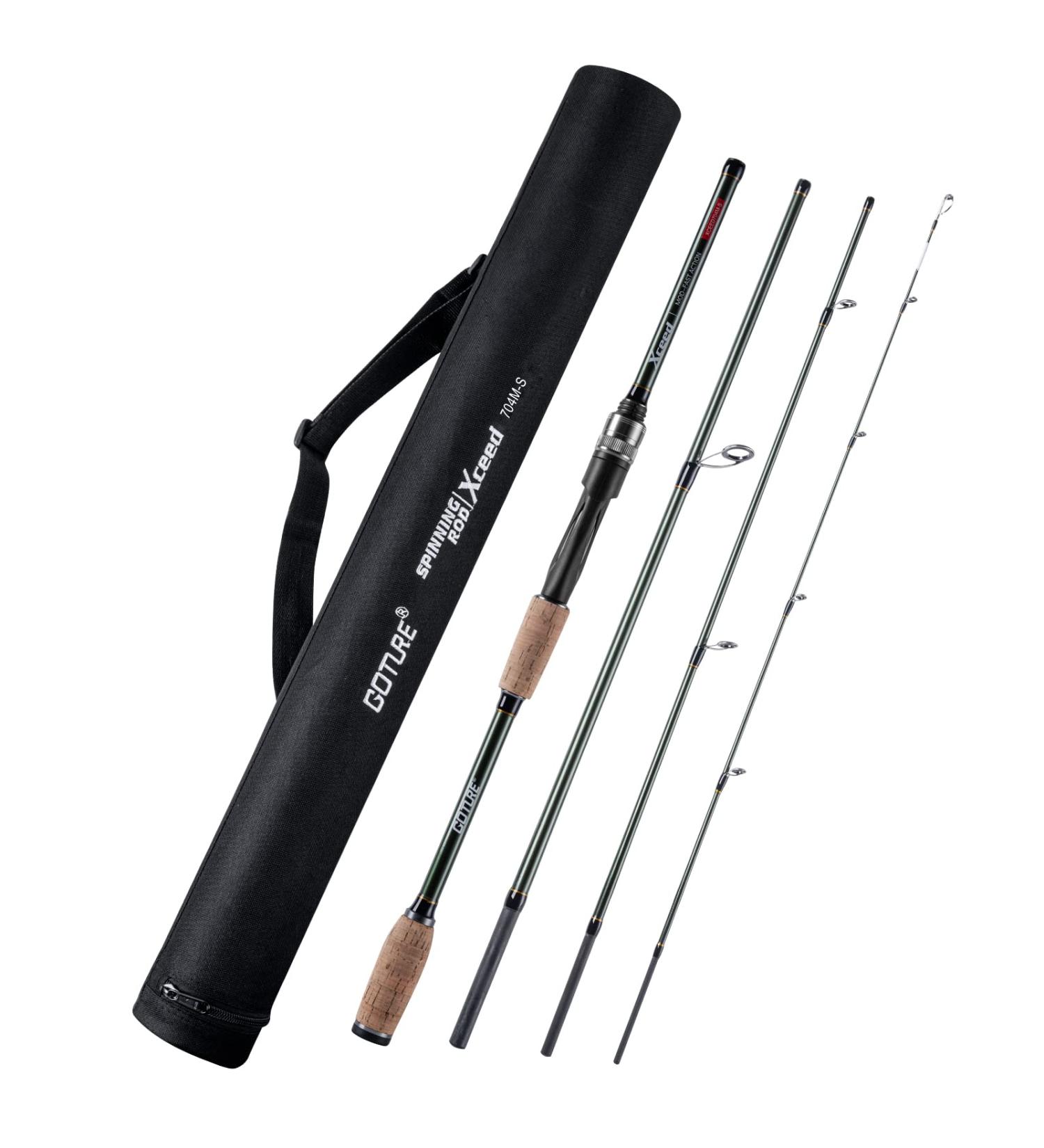 Goture Travel Fishing Rods 4 Piece Ultra Light Spinning Rod - Dark Green 8' - Best for Saltwater Trout, Bass, Walleye, Pike - Buy Online on GoSupps.com